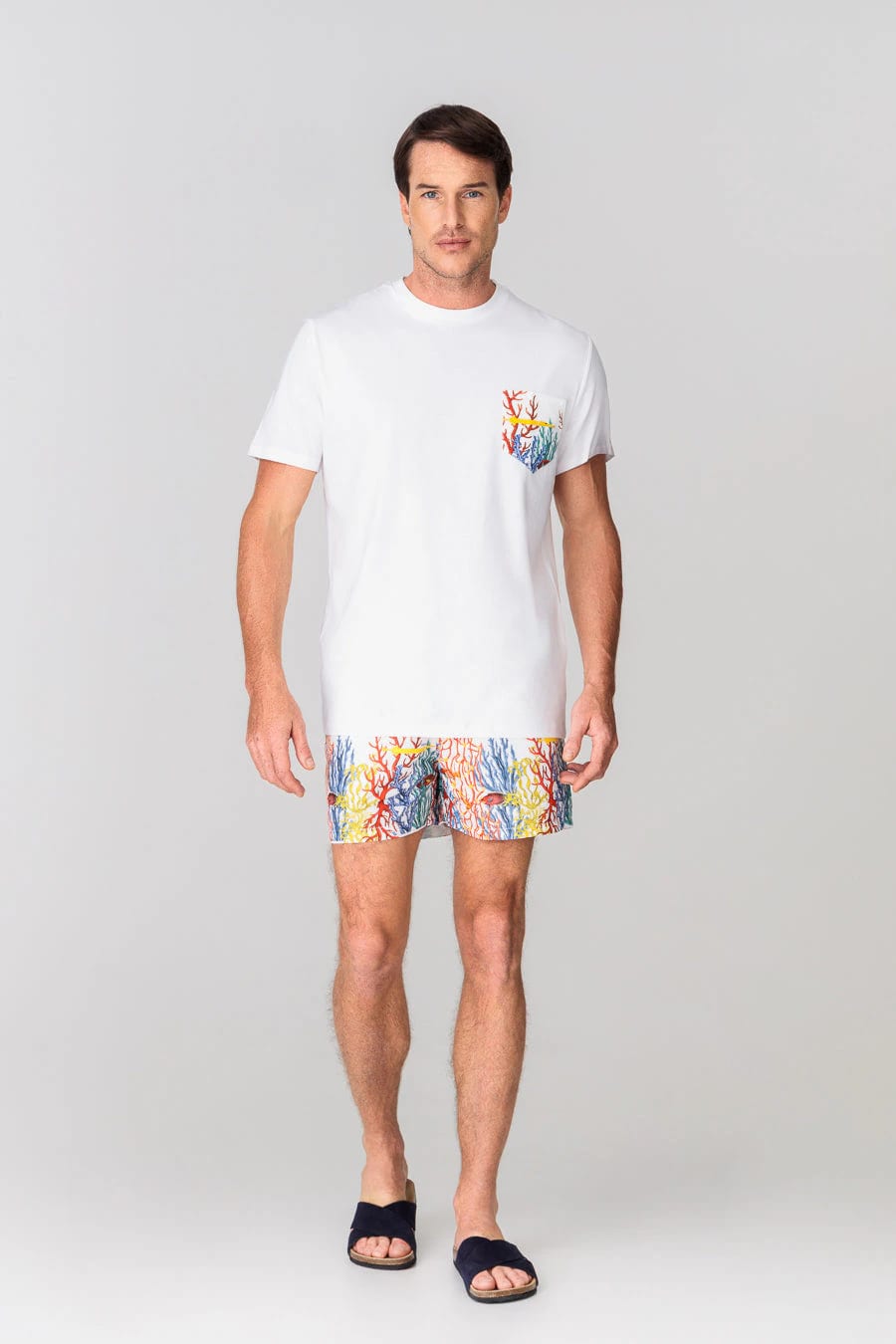 Men's cotton t-shirt pocket vega white - imagen 1