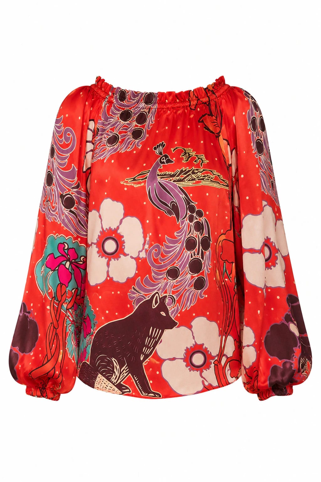 Astrid Silk Blouse  / Red Moonlight Garden - imagen 1