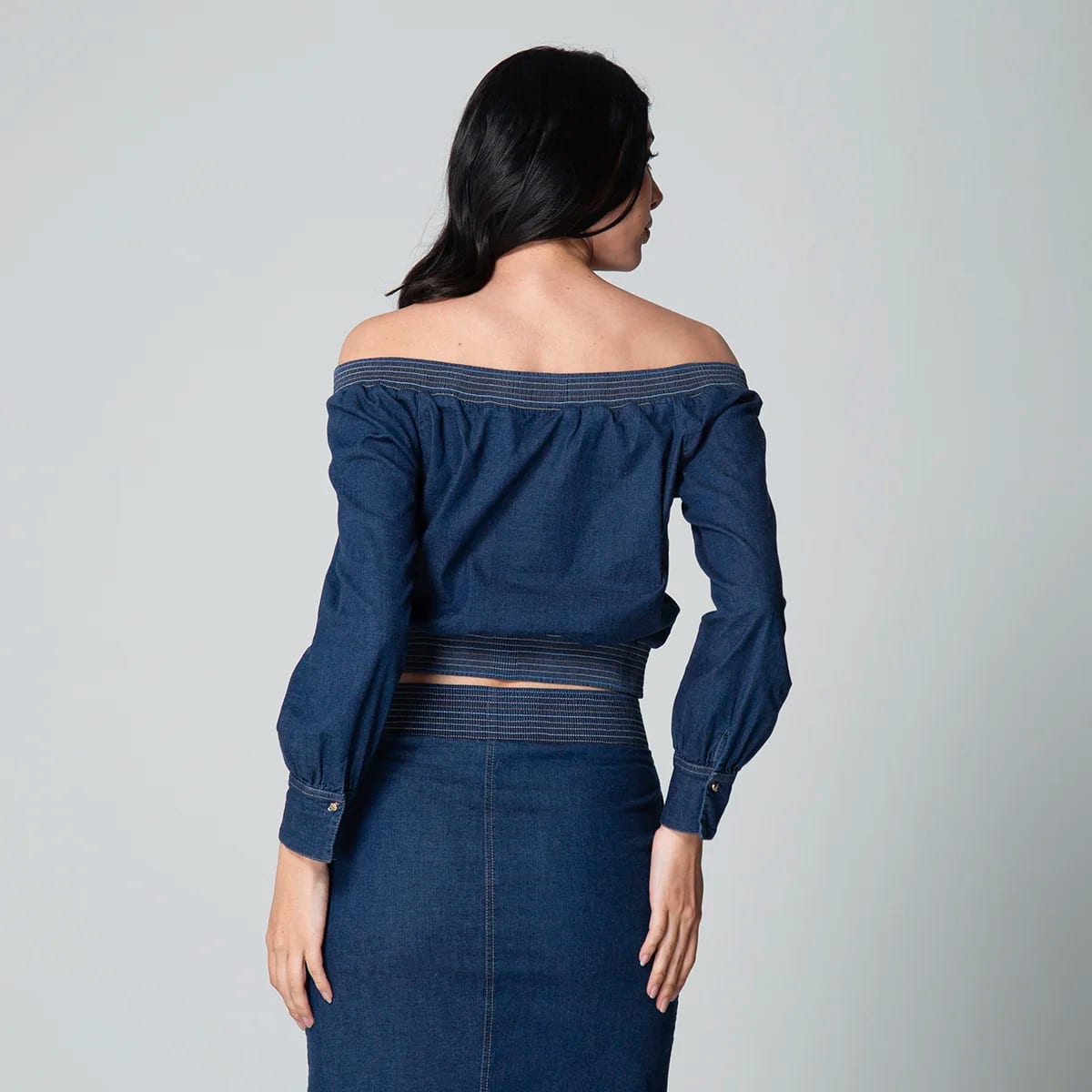 Blusa Denim Escote Bandeja Branigan - imagen 3
