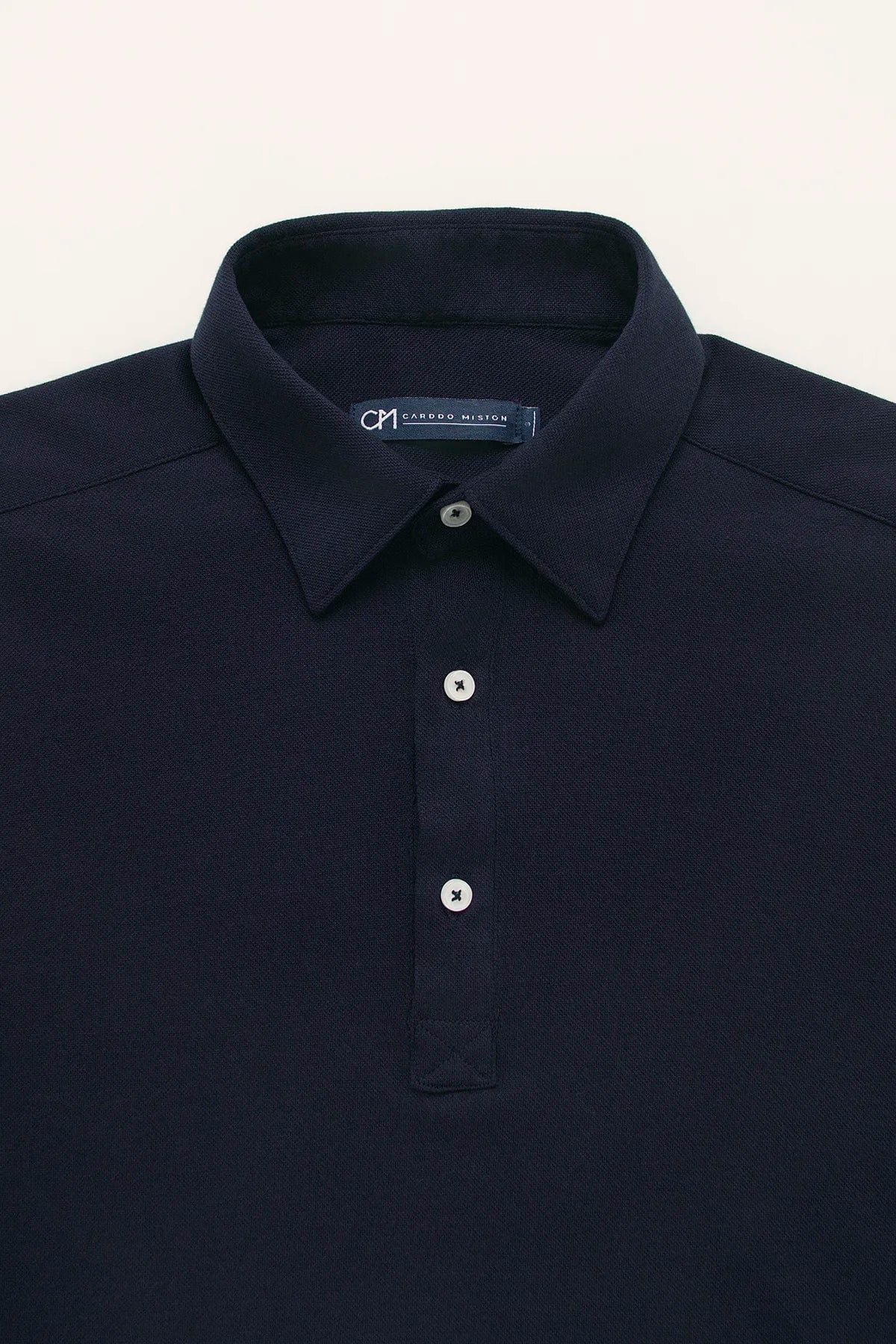 Camisa Piqué Polera Algodón Azul Oscuro - imagen 2