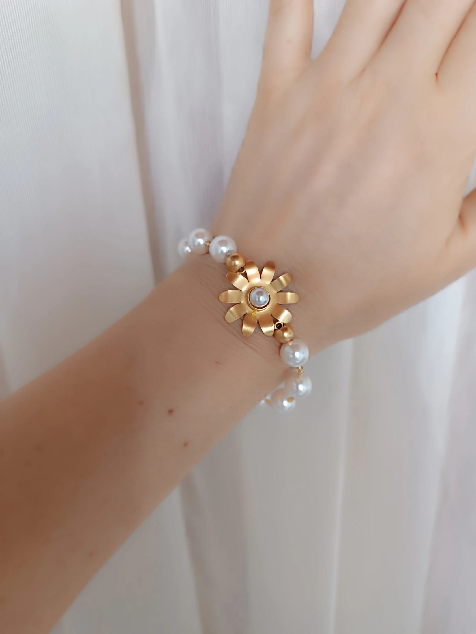Pulsera de perlas Shell y flor Margarita - imagen 5