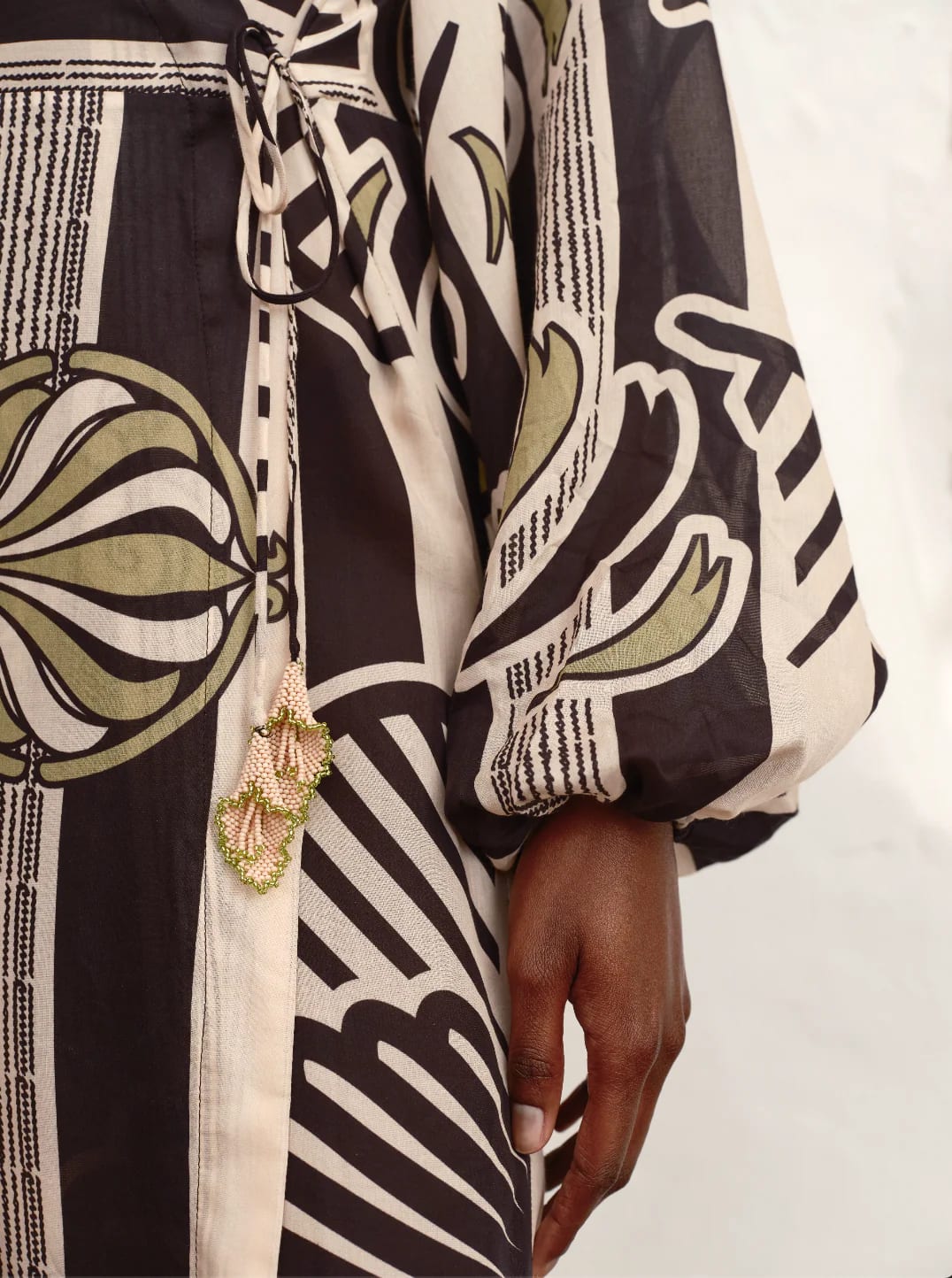 Hojarasca Cotton Silk Maxi Dress / Navy Ornament Stripes - imagen 3