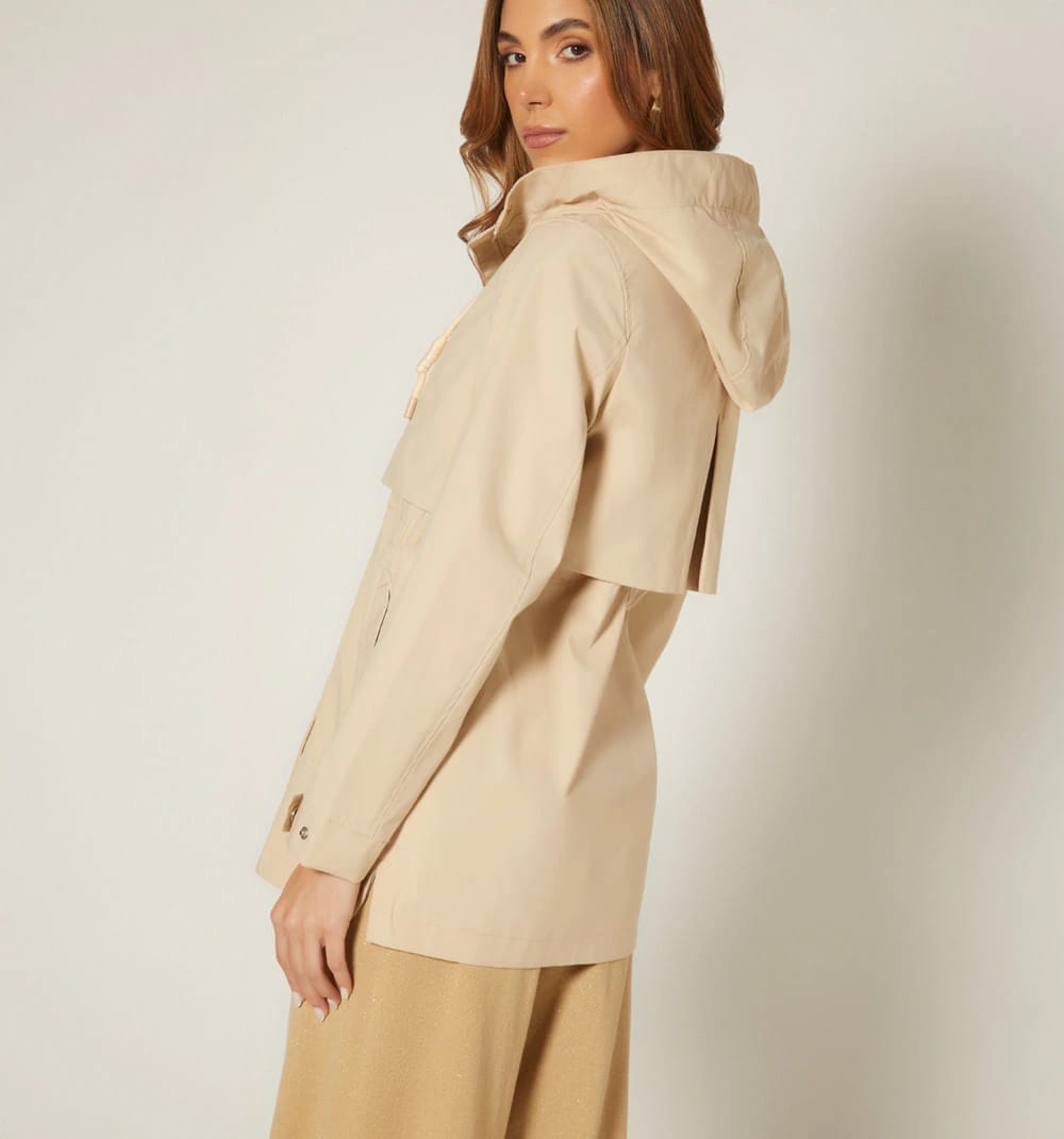 Abrigo largo impermeable, cuello alto - imagen 2