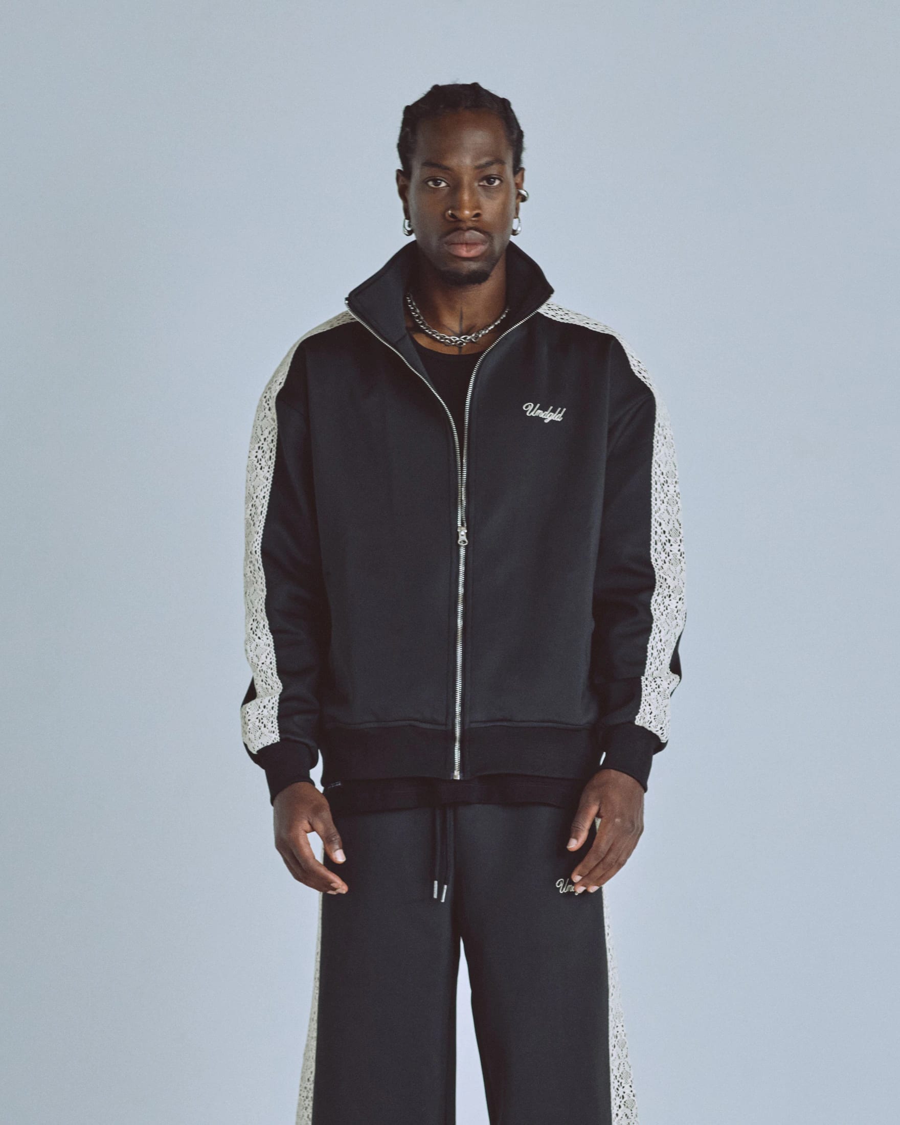 Basics Undgld Lace-panel Track Jacket Black - imagen 2