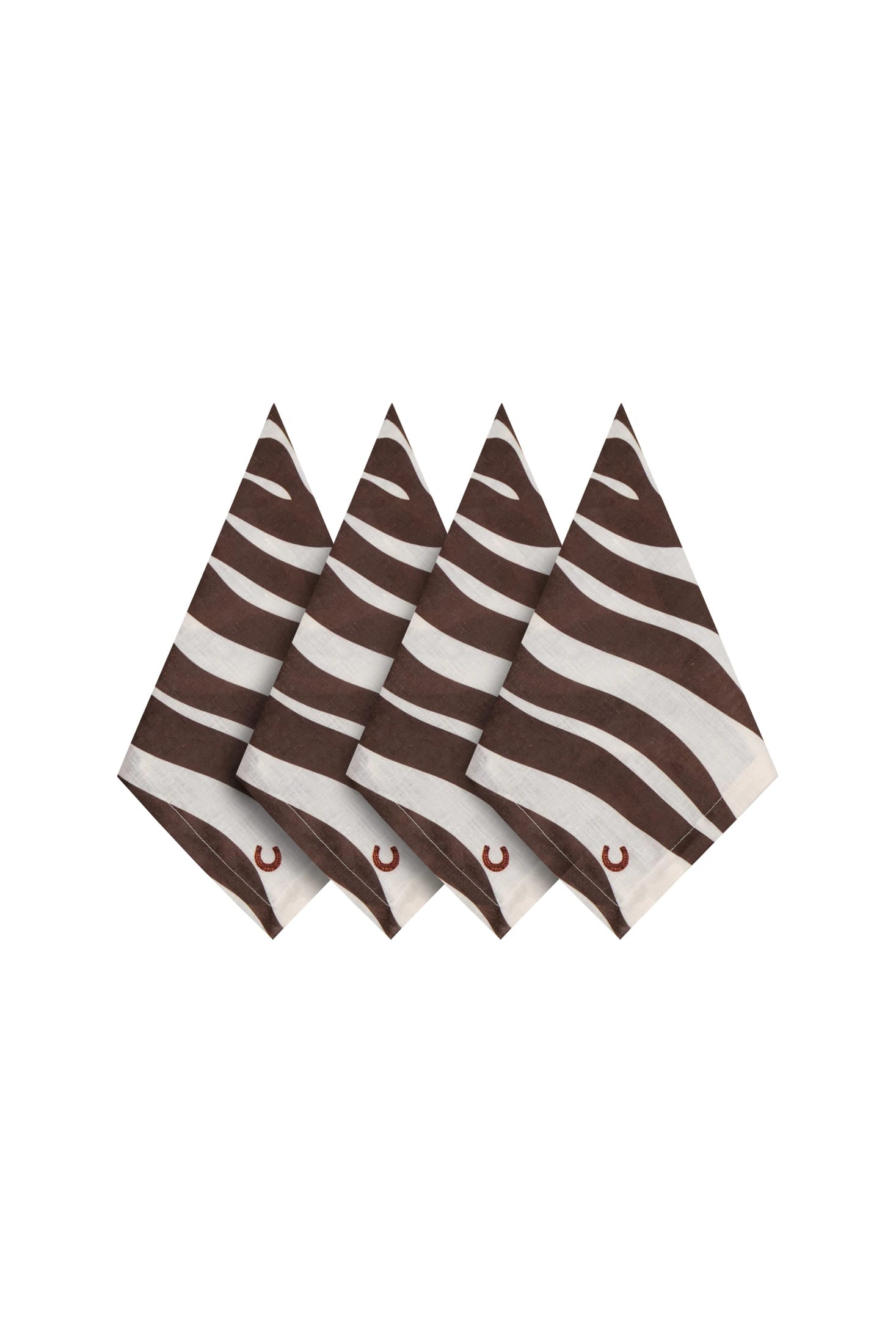 Zebra Embroidered Linen Napkins / Set of 4 - imagen 1