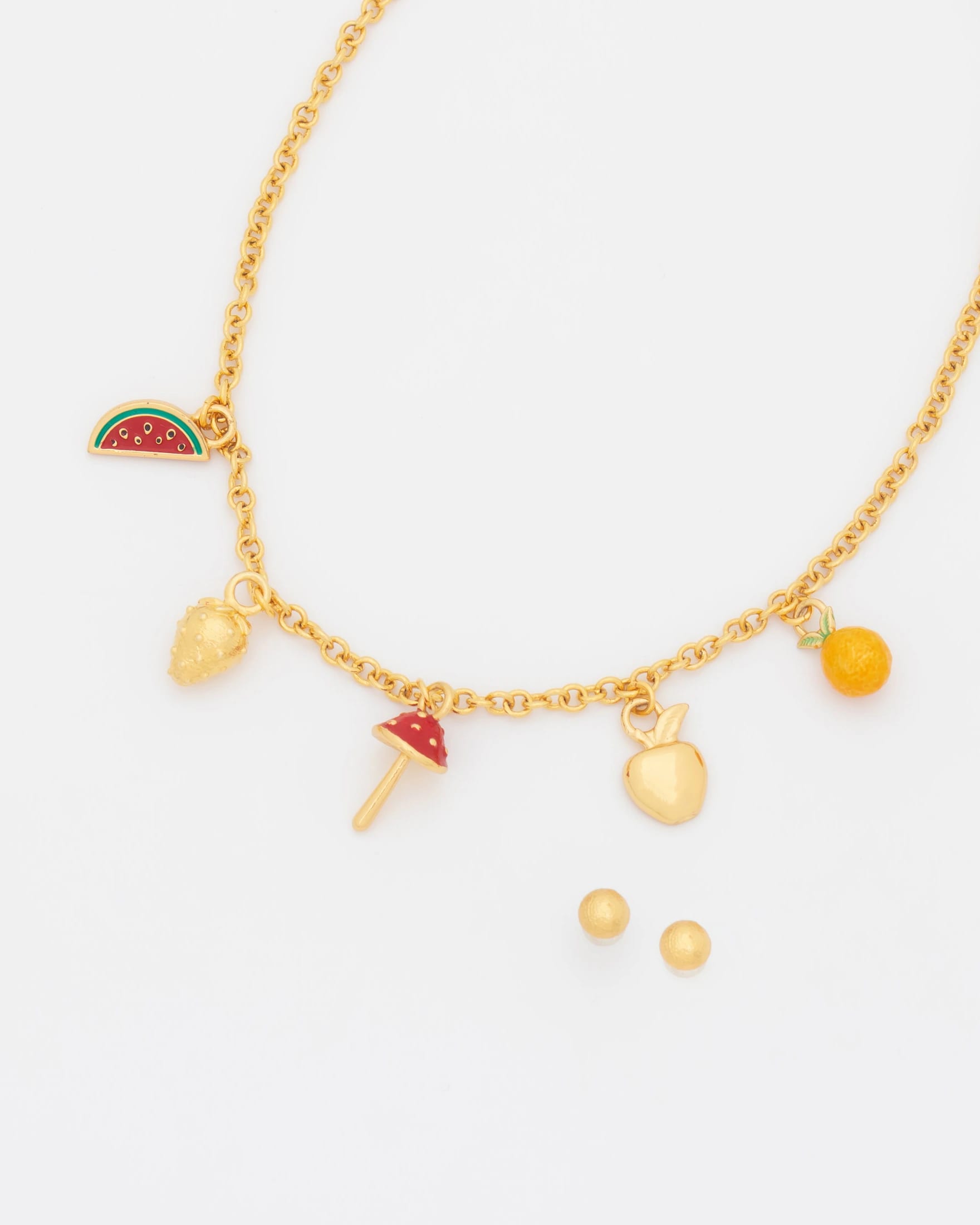 Collar Multicharms Hongo + Aretes - imagen 1