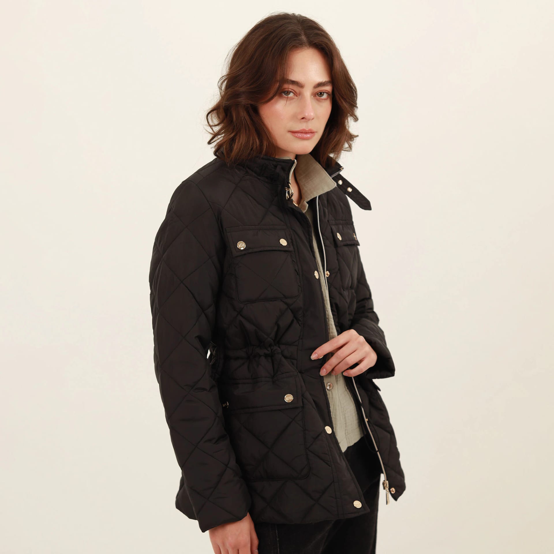 Chaqueta larga acolchada con ajuste en cintura - imagen 2