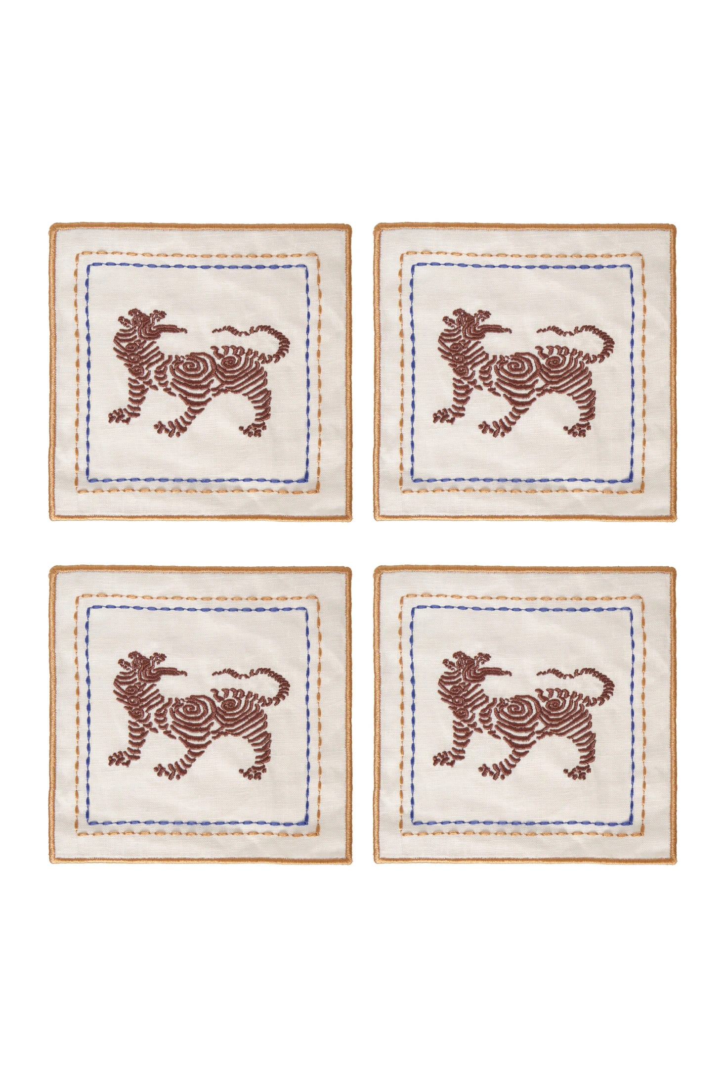 Tiger Cocktail Napkins / Ivory & Brown - Set of 4 - imagen 2