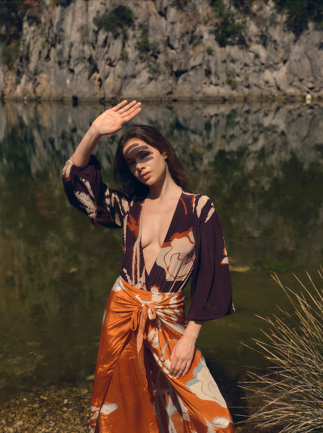 Sambale Crepe Chine Bodysuit / Purple Gladiolos - imagen 1