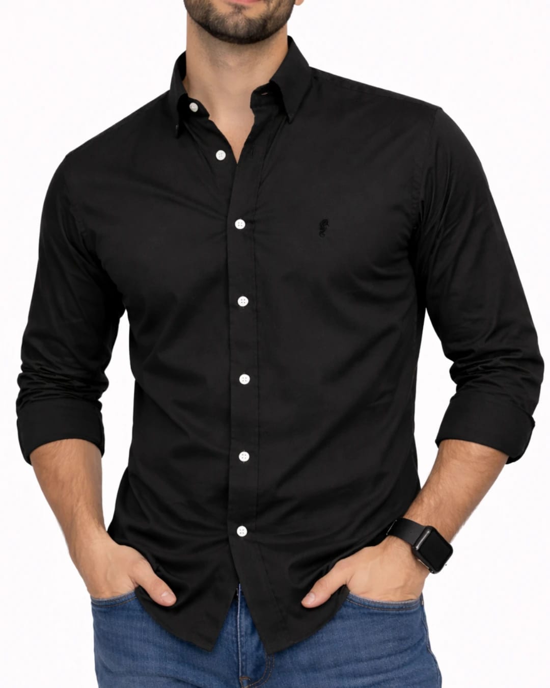 Camisa Berlin Manga Larga Negra - imagen 2