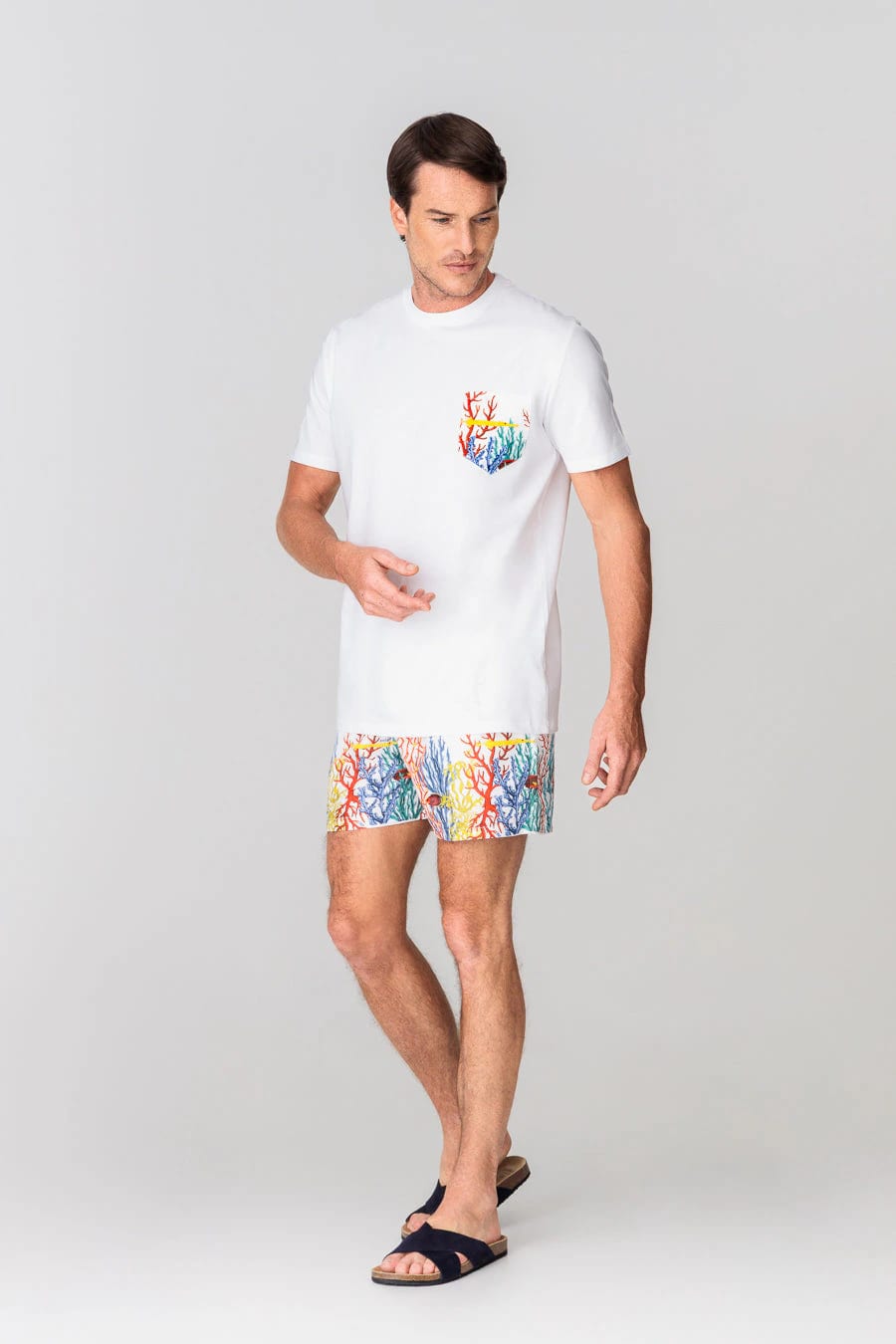 Men's cotton t-shirt pocket vega white - imagen 2