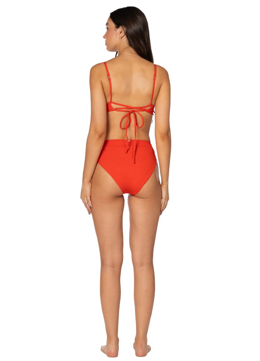 Maaji Red Camelia Parade Long Line Triangle Bikini Top - imagen 7