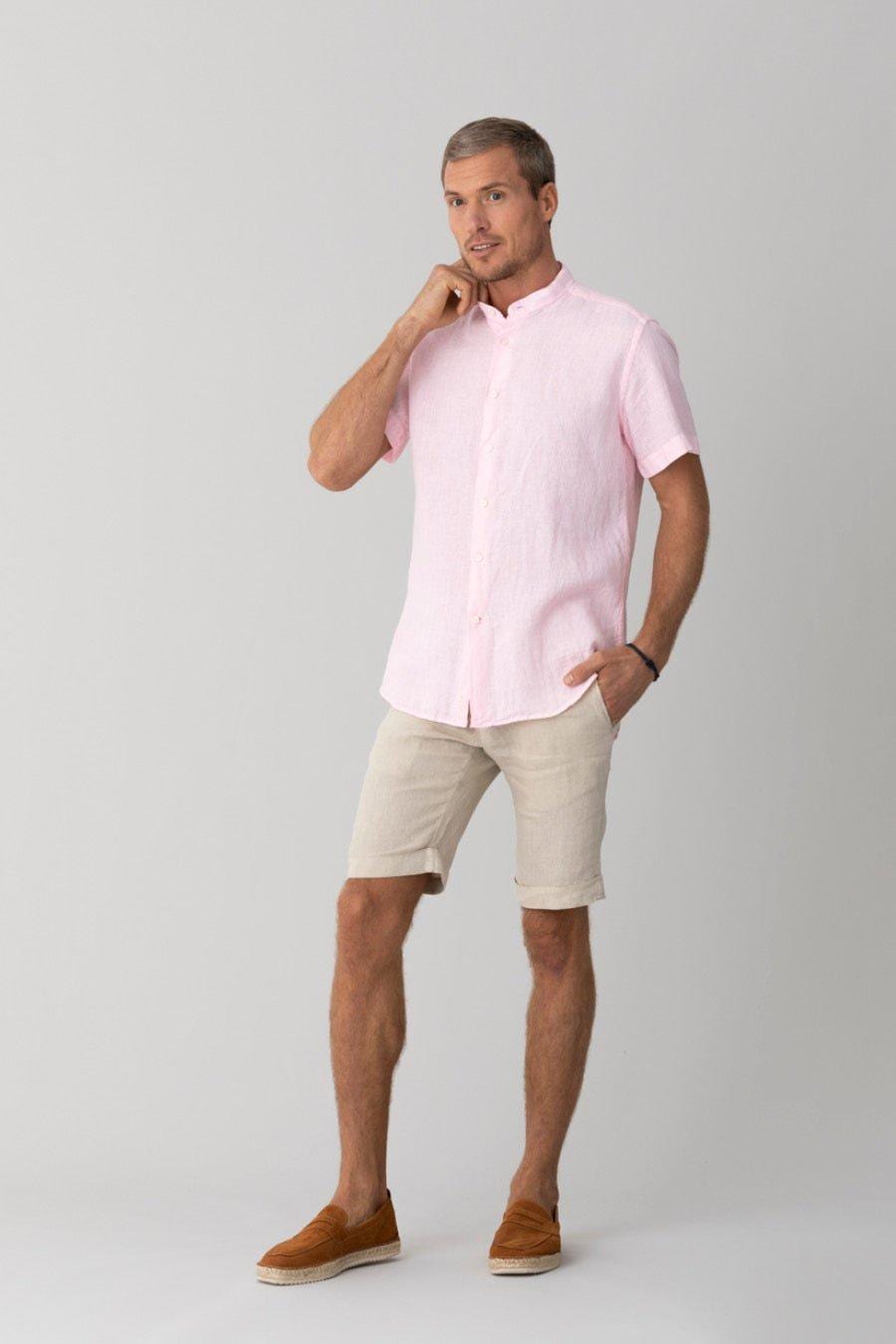 men’s linen shirt mao pink basic - imagen 1