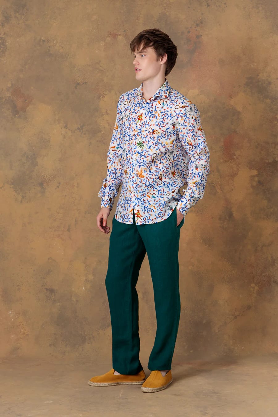 Men's shirt linen delphos white - imagen 4