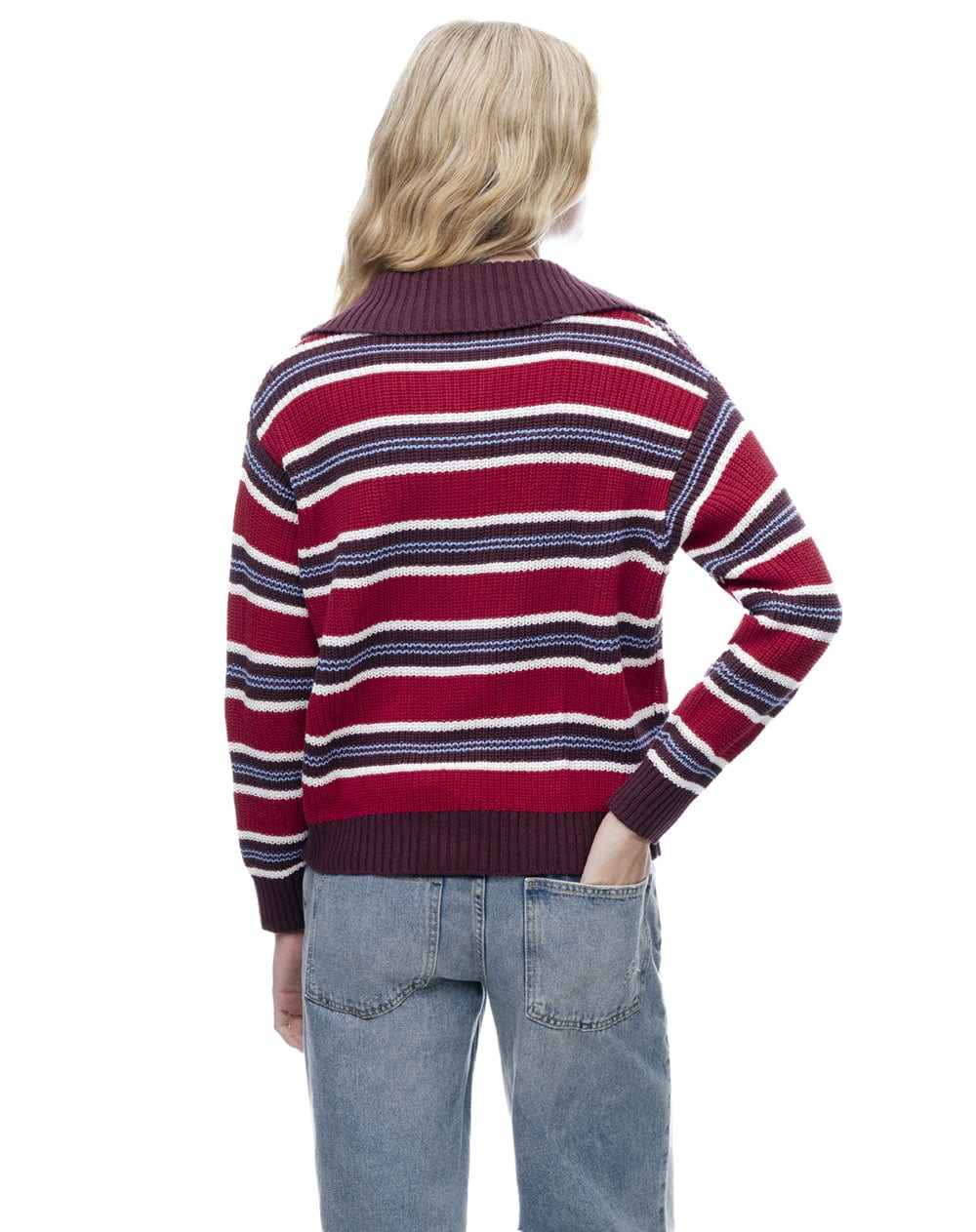 Suéter tipo polo rayas mujer - imagen 2