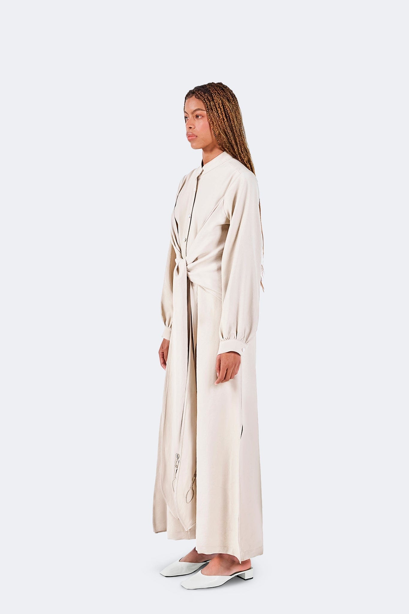 Vestido Zigze Anudado - Marfil - imagen 3