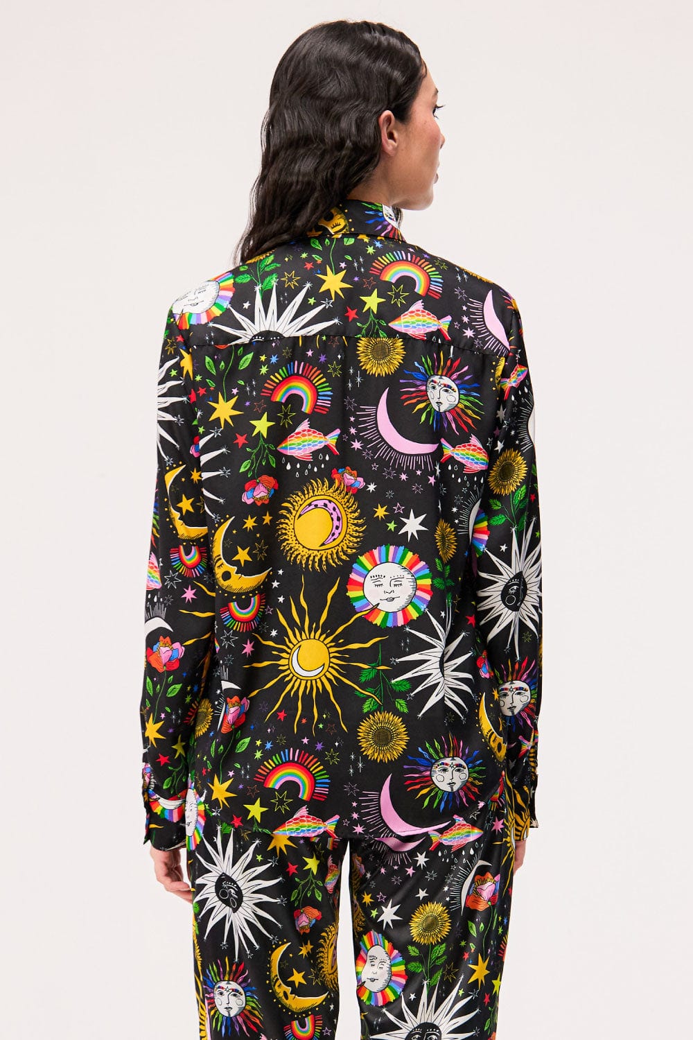 Camisa Manga Larga Unisex / Estampado Madre Luna, Padre Sol Negra - imagen 4