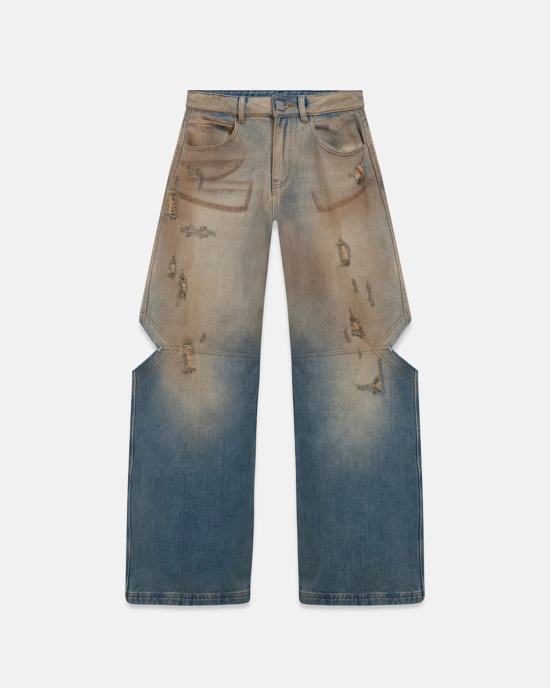 W Holy State Split Knee Wide Jeans Sand Blue - imagen 1