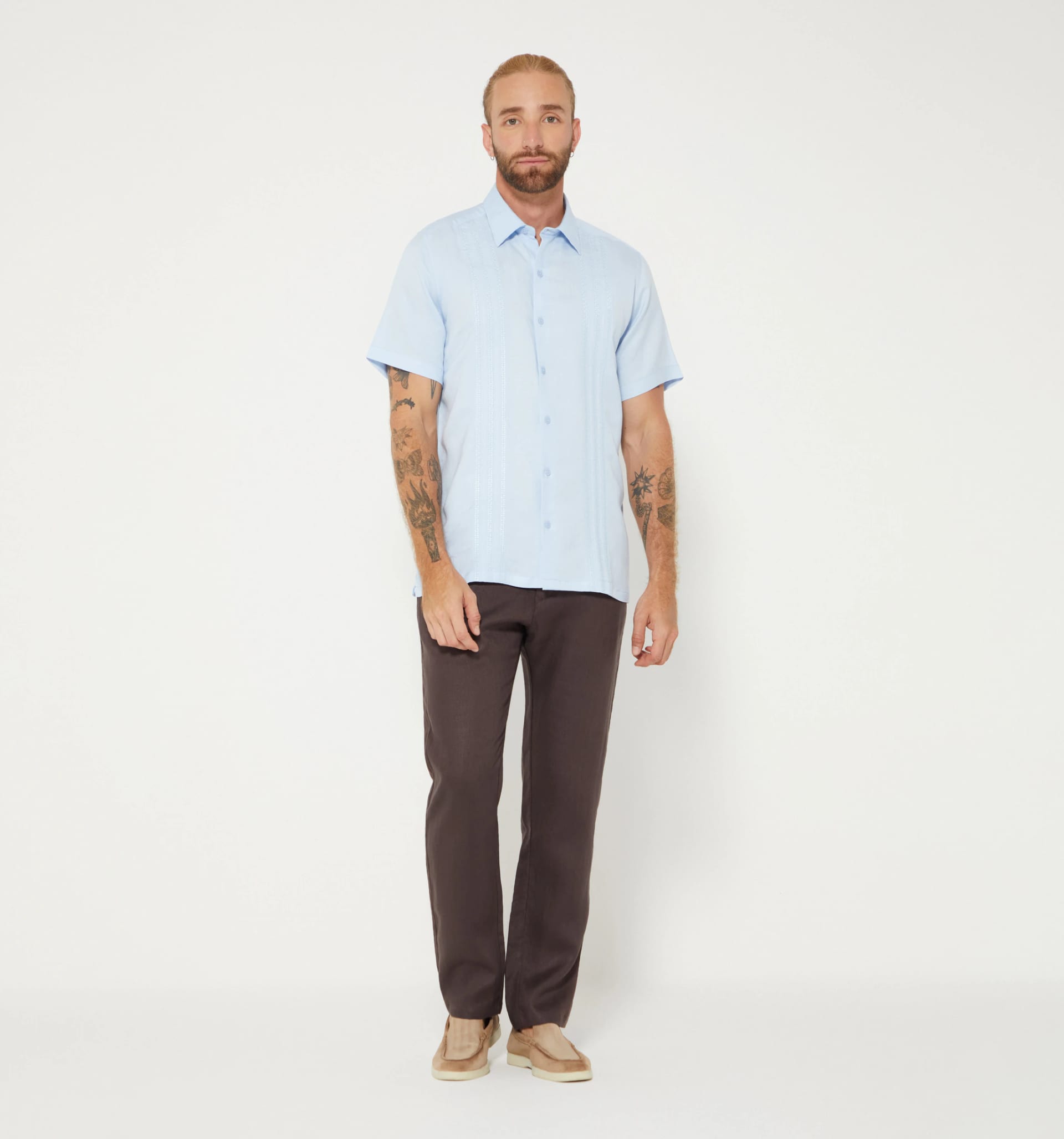 Camisa de lino guayabera para hombre m/c - imagen 3