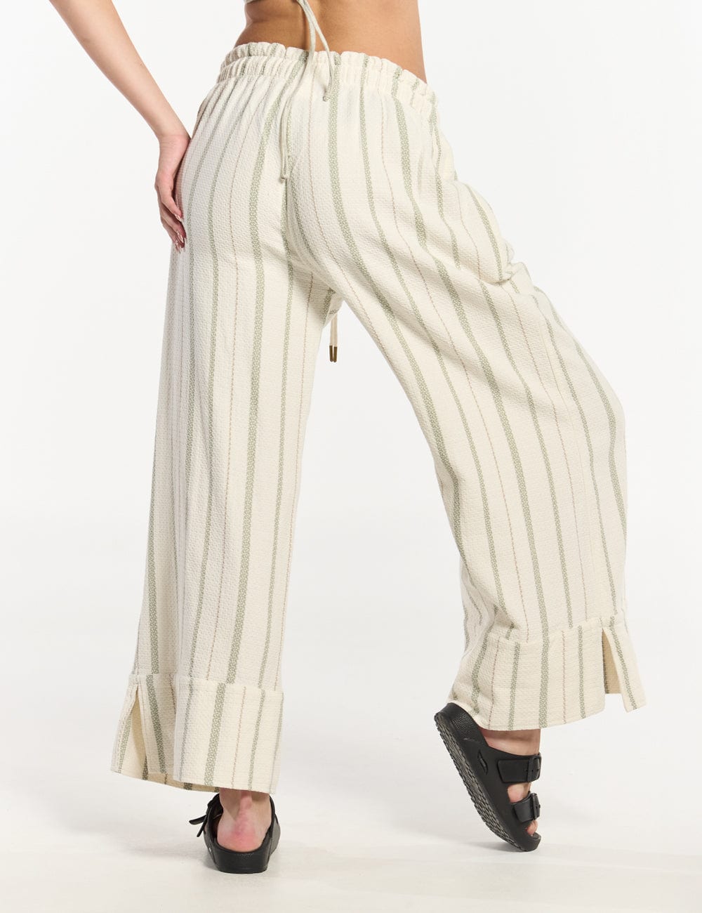 Pantalón Palazzo Raíz  crudo + verde Mujer - imagen 2