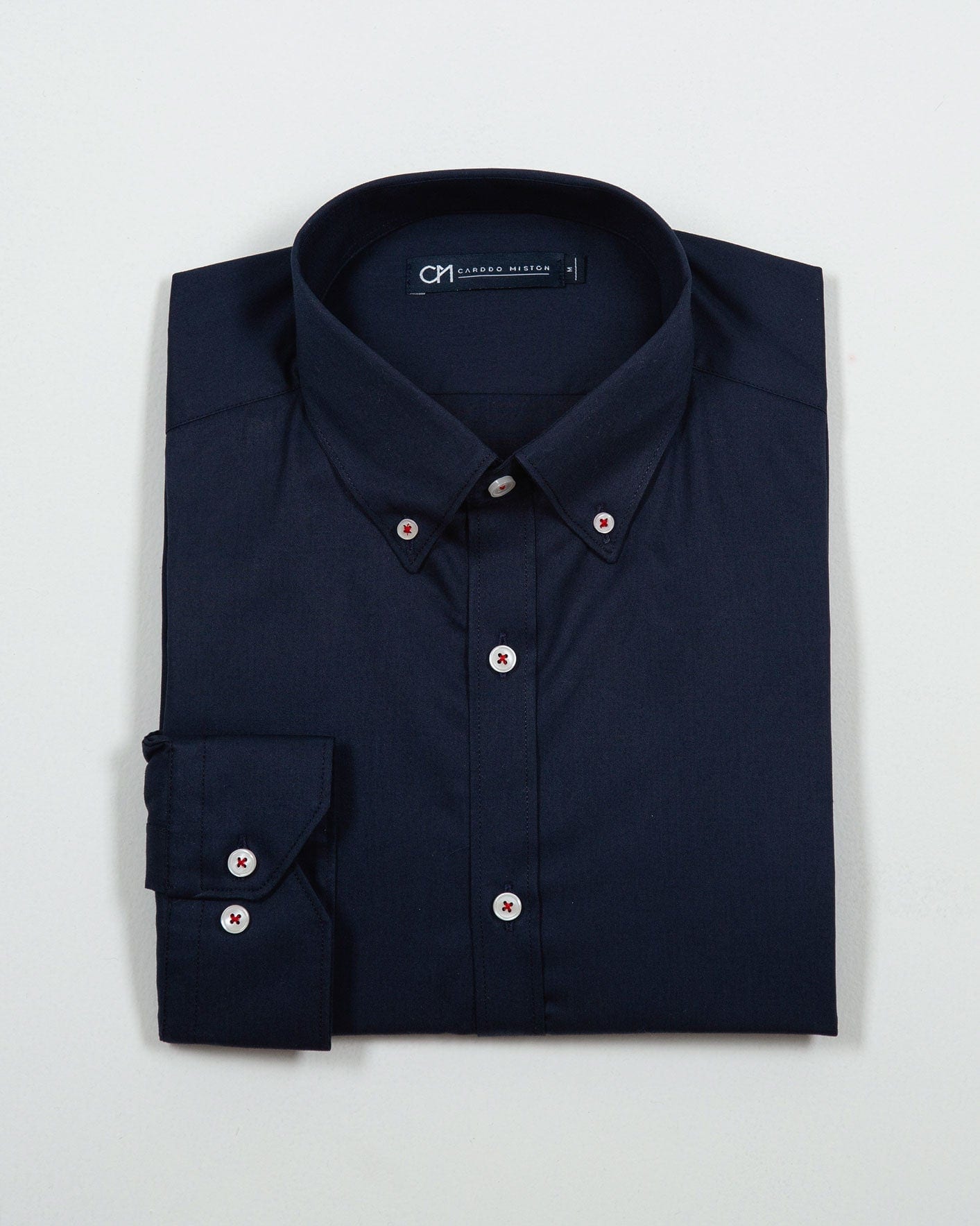 Camisa Sarga Botón Contraste Algodón Azul Oscuro - imagen 5