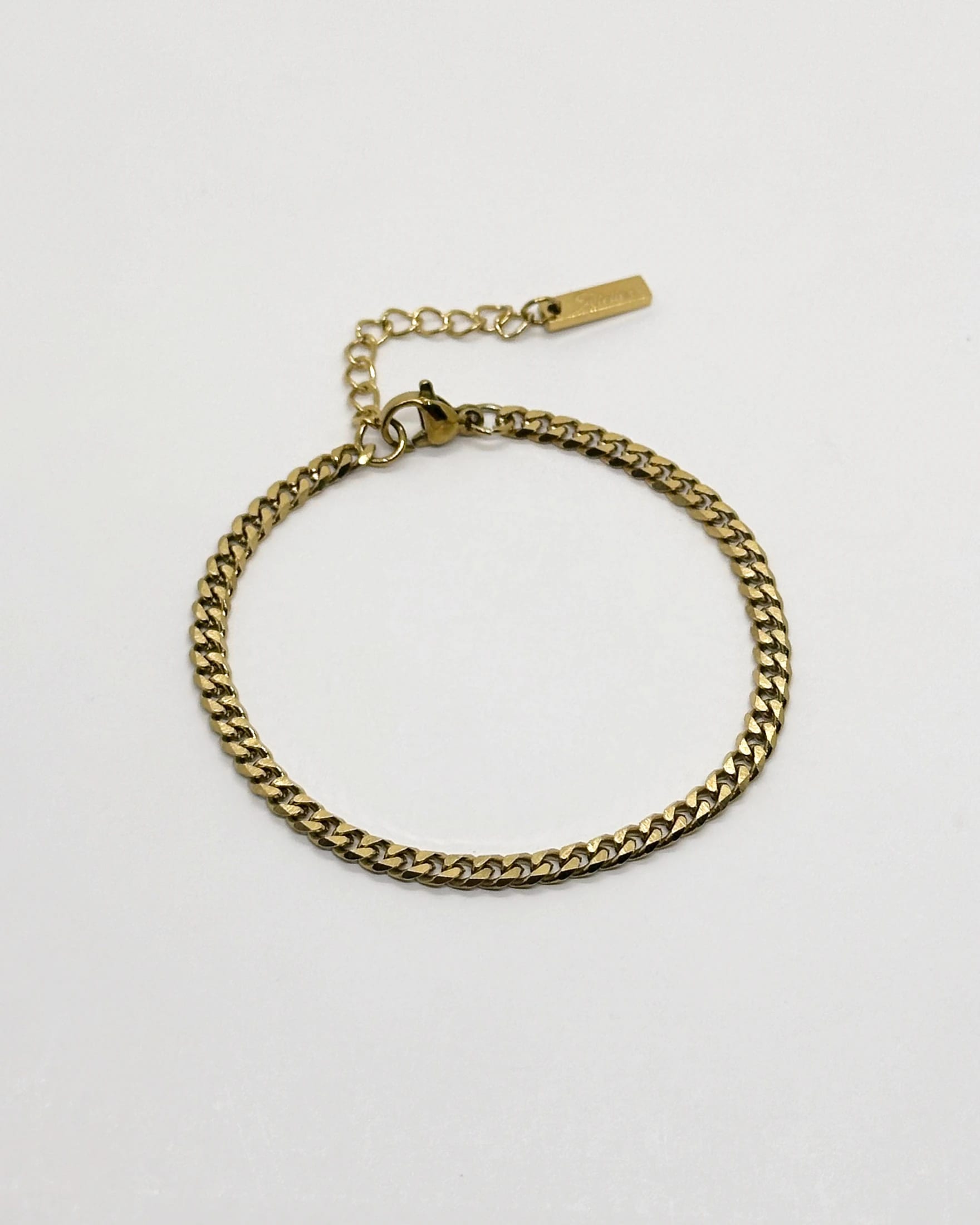 Thin Cuban Bracelet, Gold - imagen 1