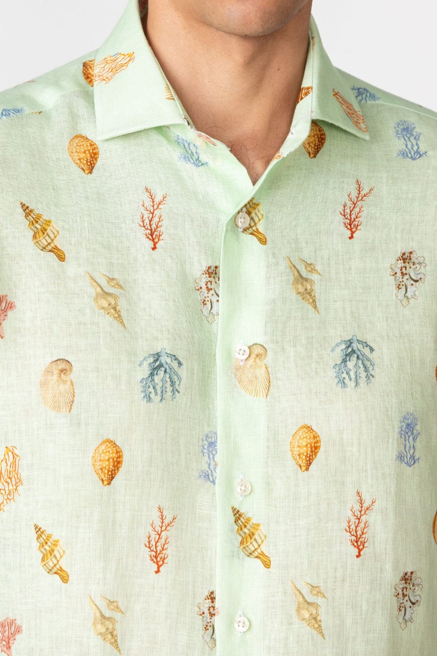 Men's linen shirt sky blue albatros - imagen 5