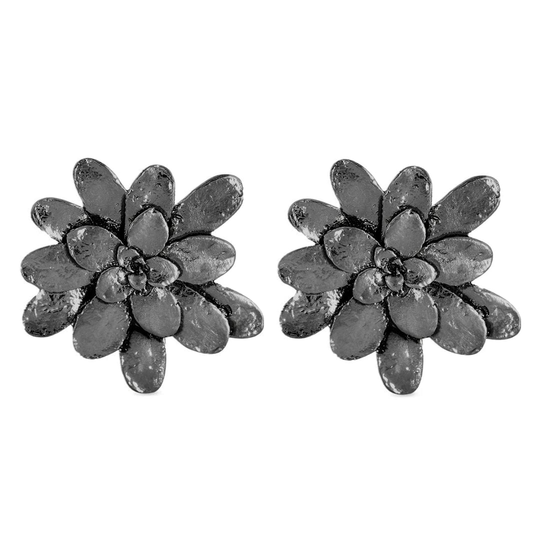 Aretes suculenta Lina en plata oxidada - imagen 2