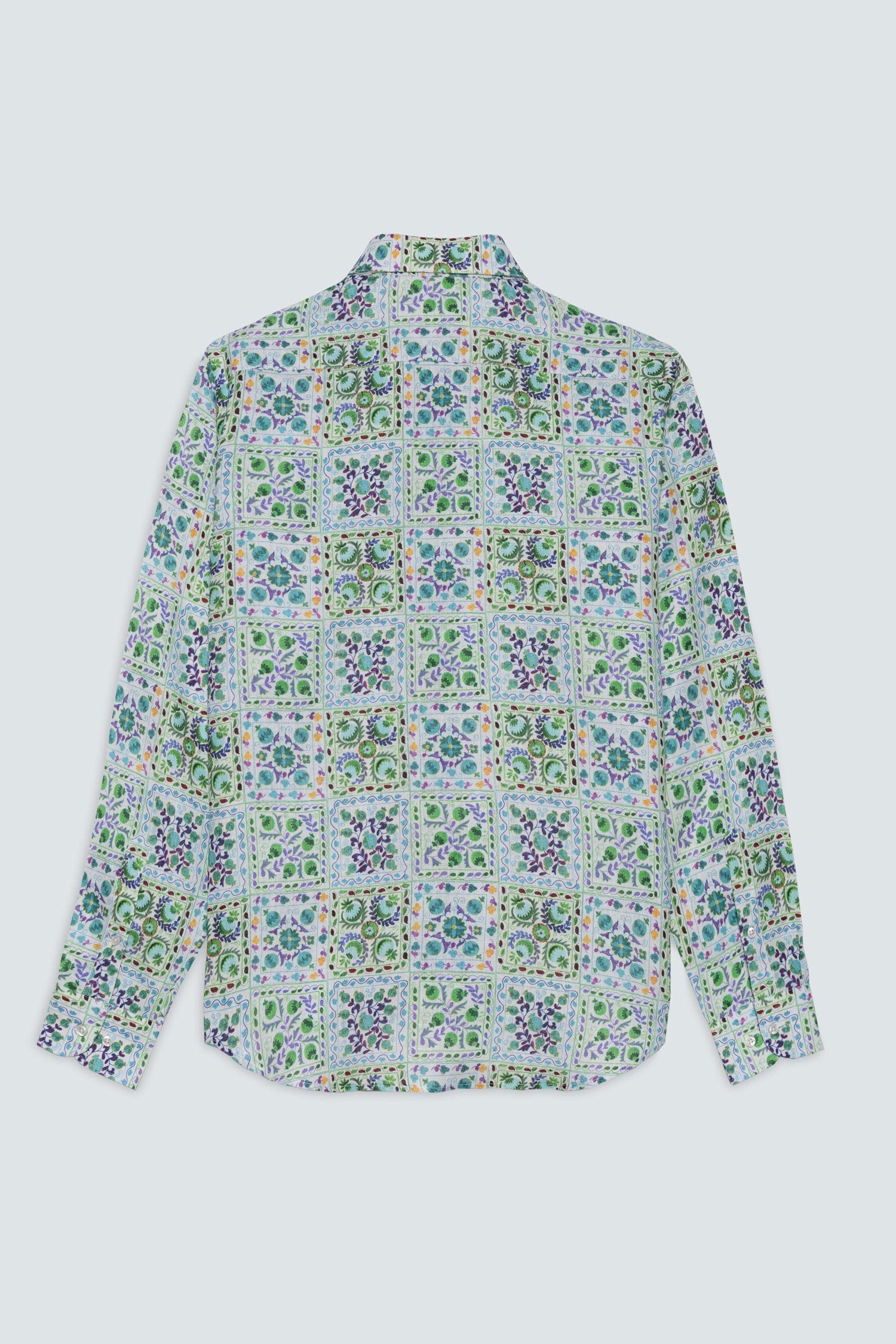 Men's linen shirt green suzani - imagen 5