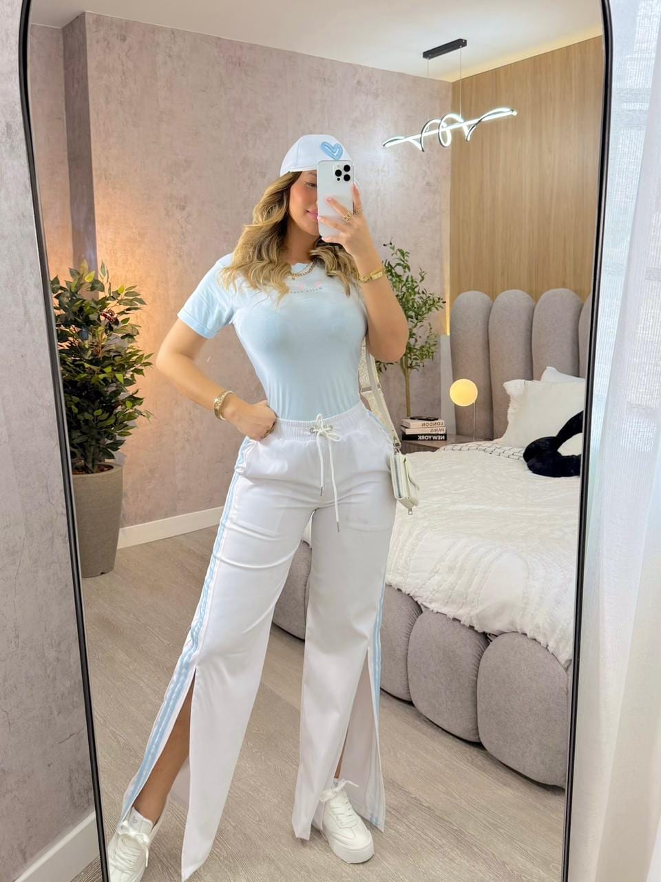Pantalón sport Toronto (blanco / celeste ) - imagen 1