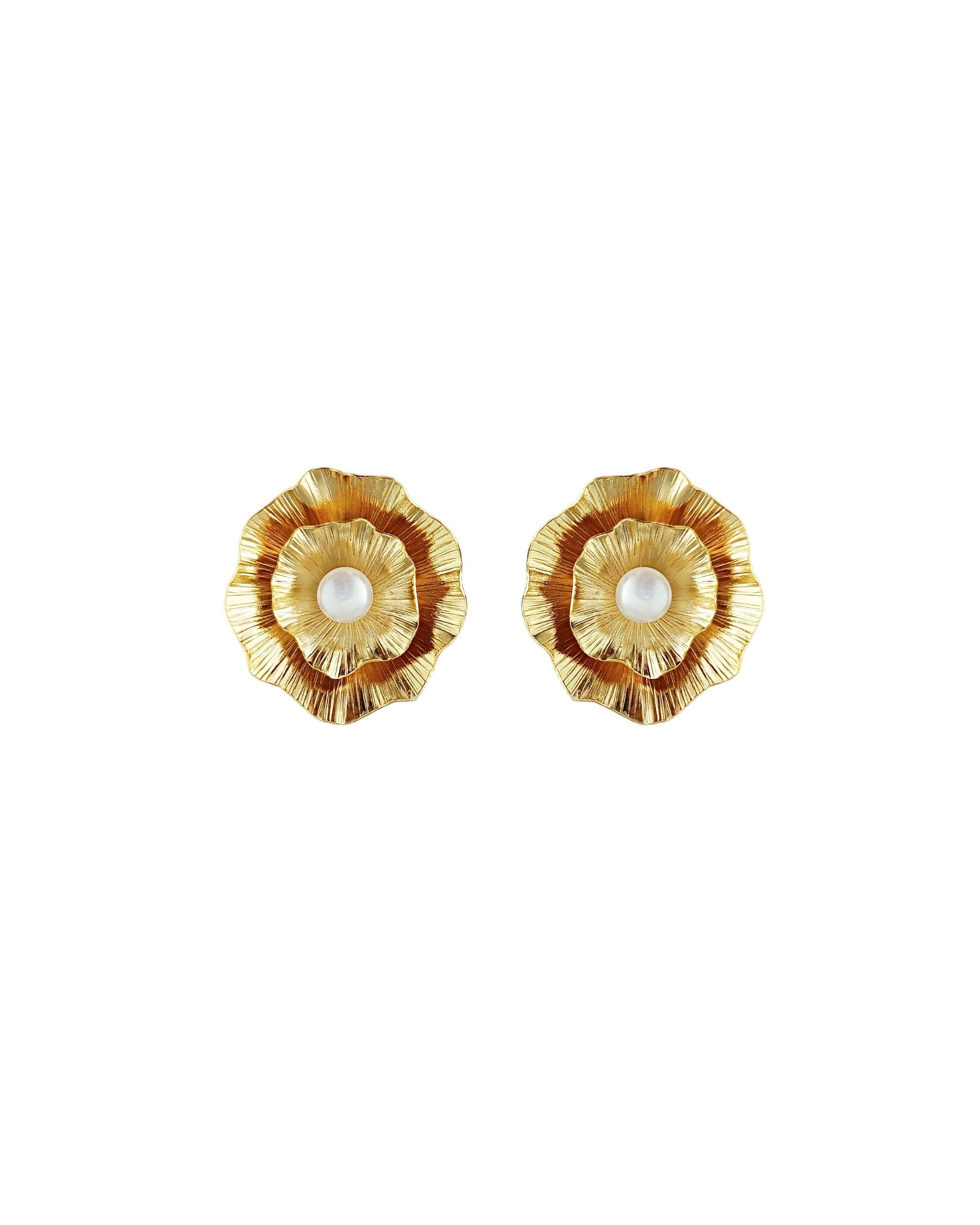 Aretes dorados con perla, Candela - imagen 1