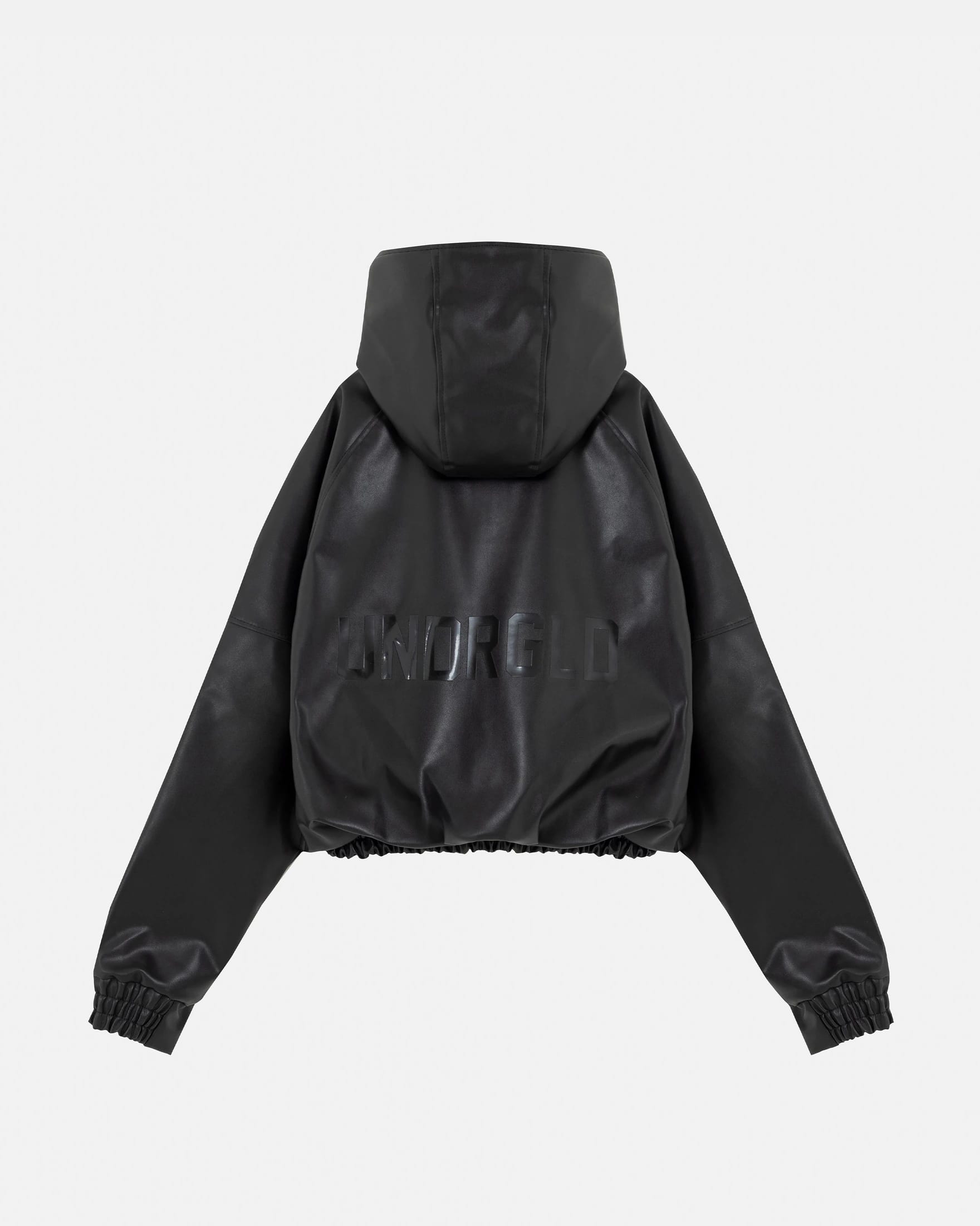 Basics UNDRGLD Leather Zip Up Hoodie Jacket Black - imagen 10