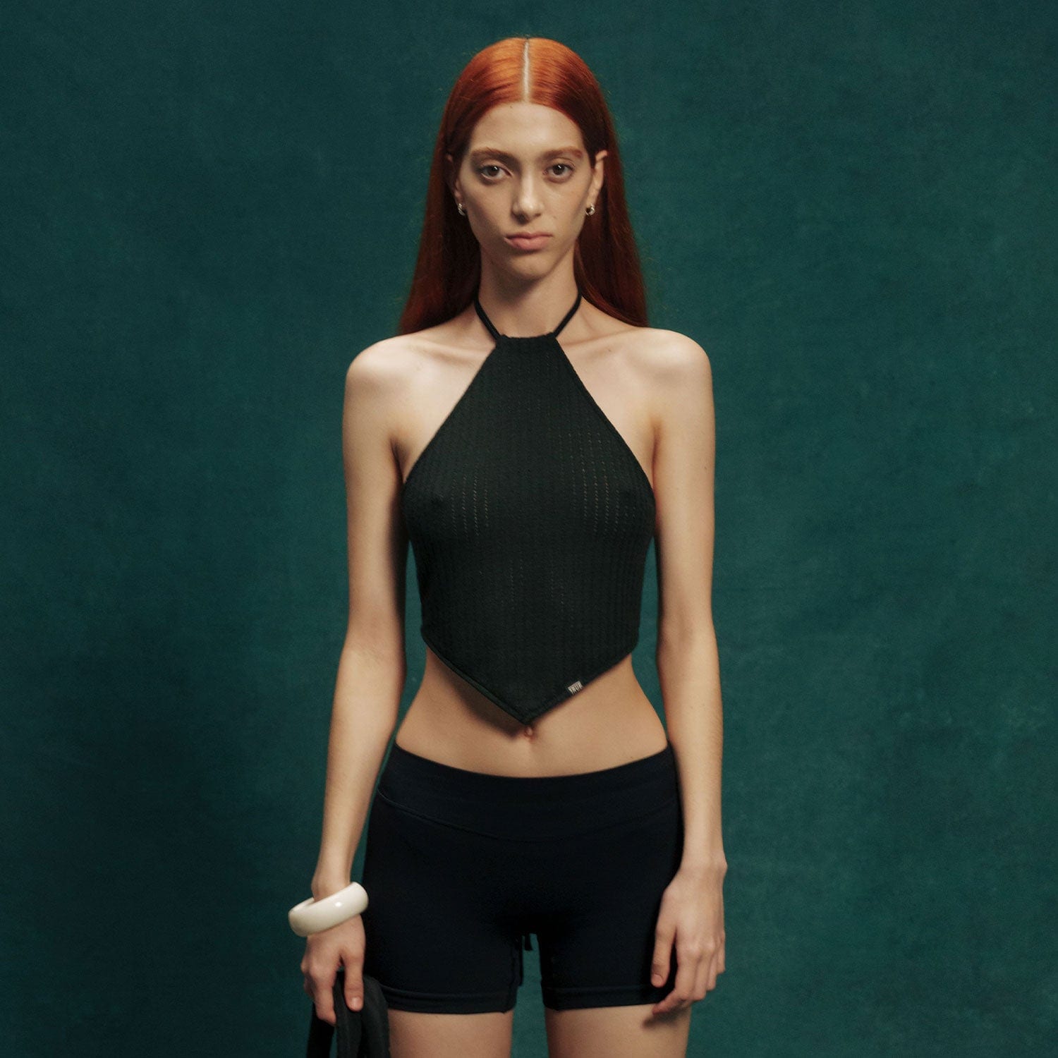 Textured Halter Top - Black - imagen 2