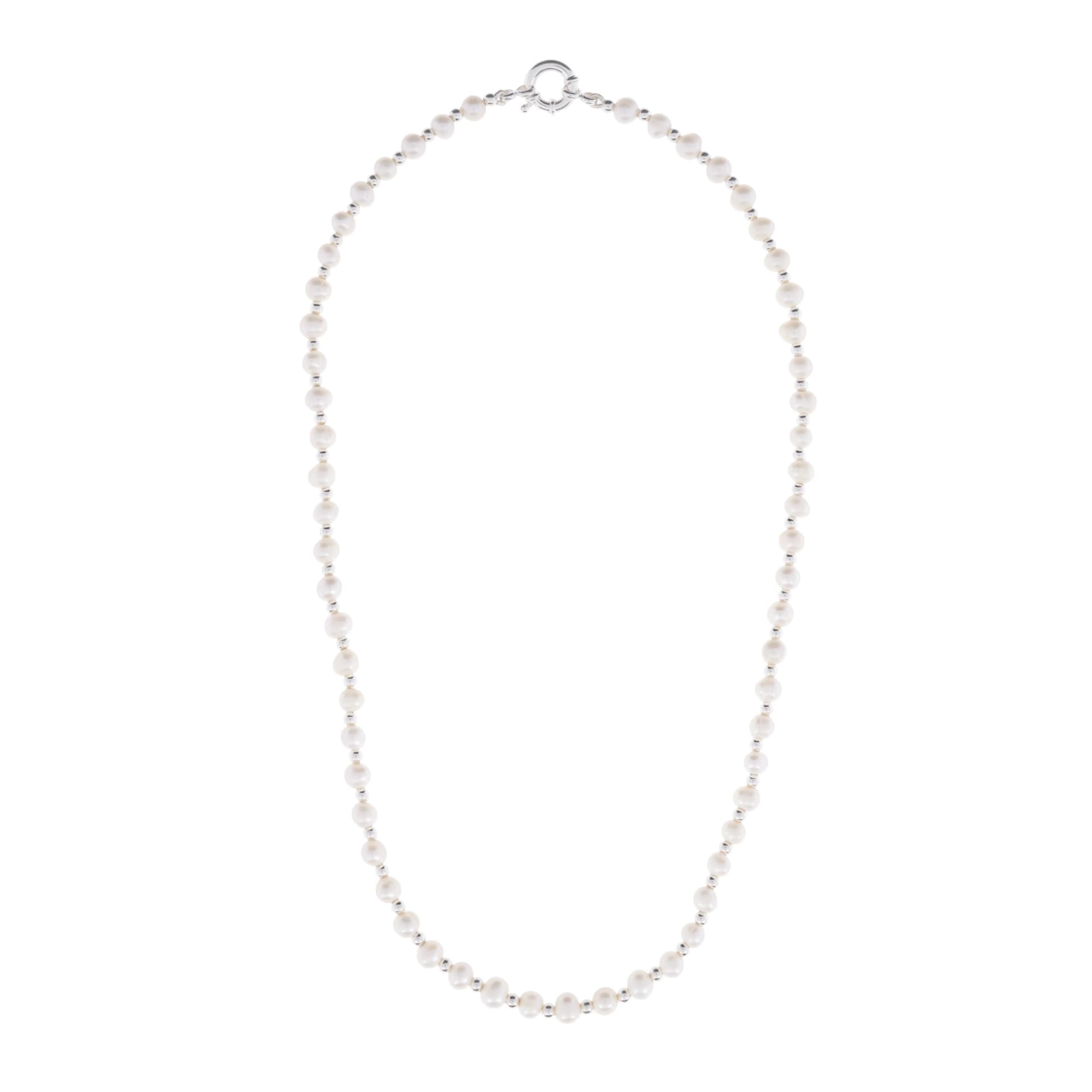 PEARL & SILVER BEAD NECKLACE | COLLAR DE PERLAS DE AGUA DULCE Y BALINES EN PLATA 925 - imagen 1