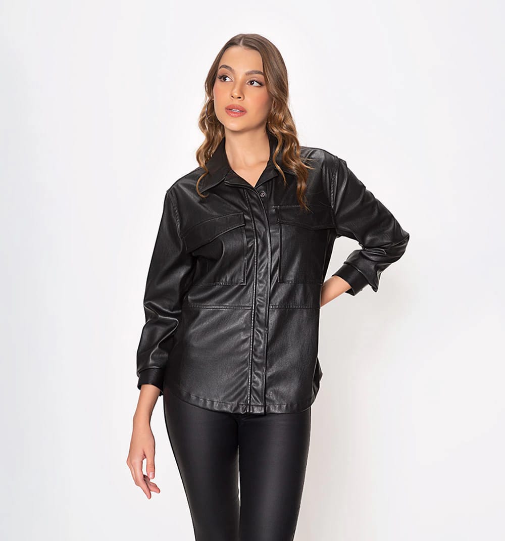 Blusa camisera manga larga con bolsillo - imagen 2