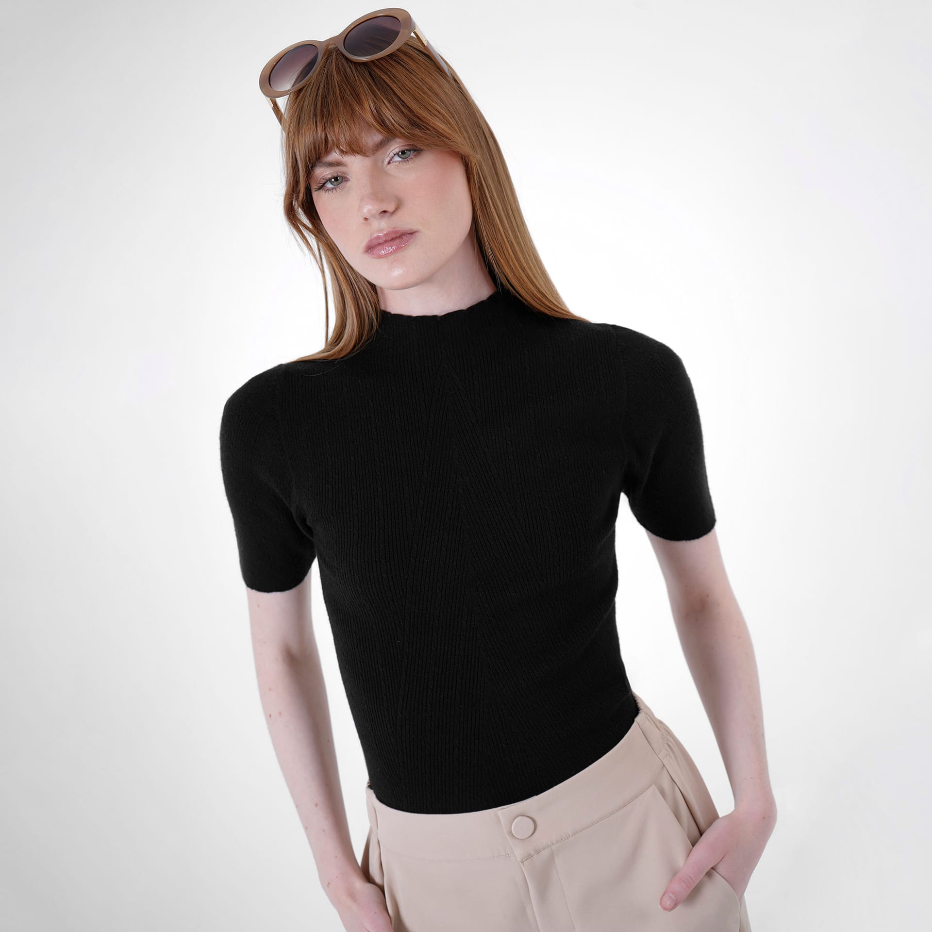 Sweater cuello alto manga al codo - imagen 6