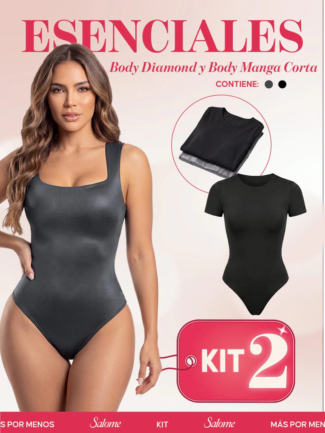 Kit Body Diario Diamond Escote Cuadrado & Manga Corta Sin Costuras | Salome 5006 + 5007 | 01L5 - imagen 2