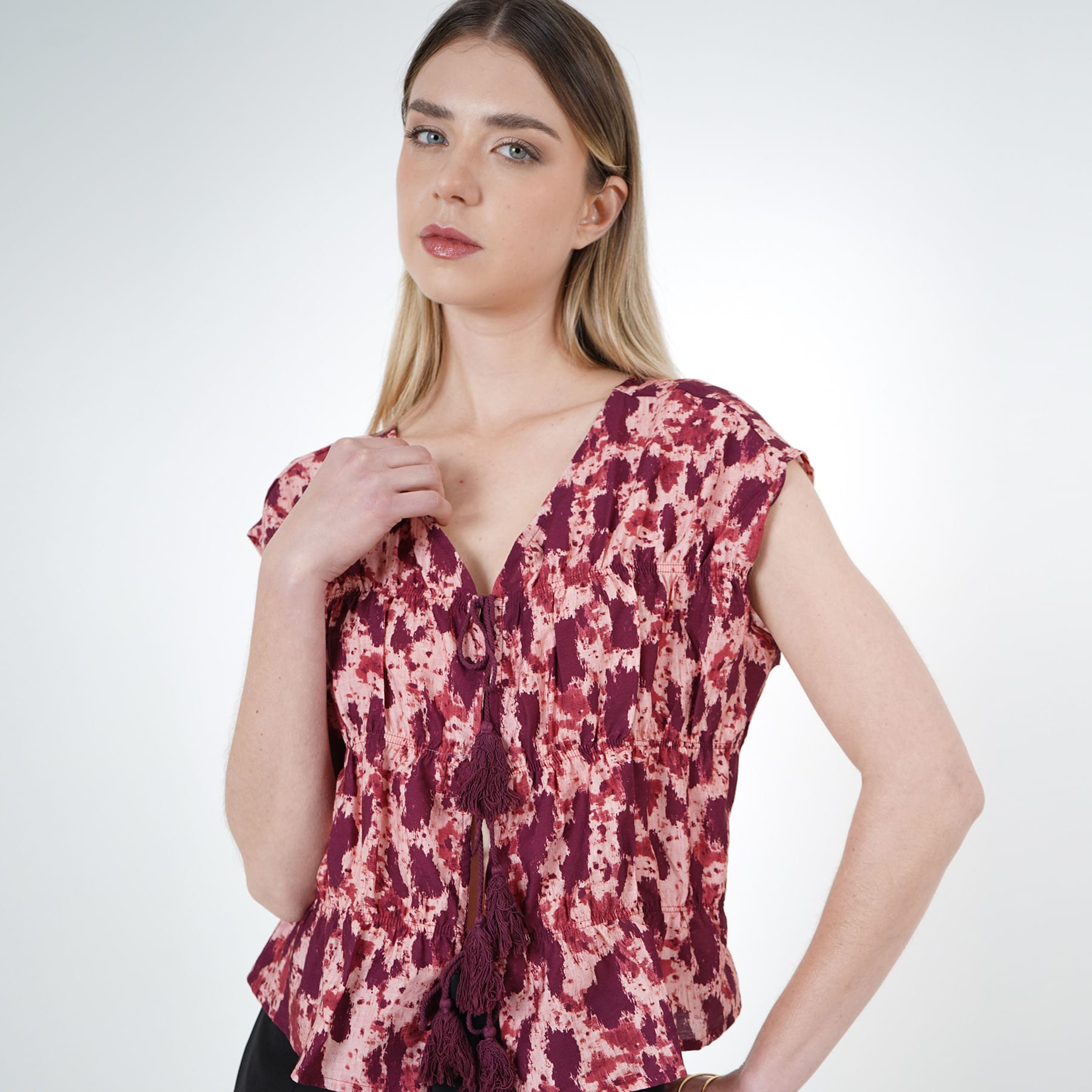 Blusa Cuello V Manga Sisa - imagen 2