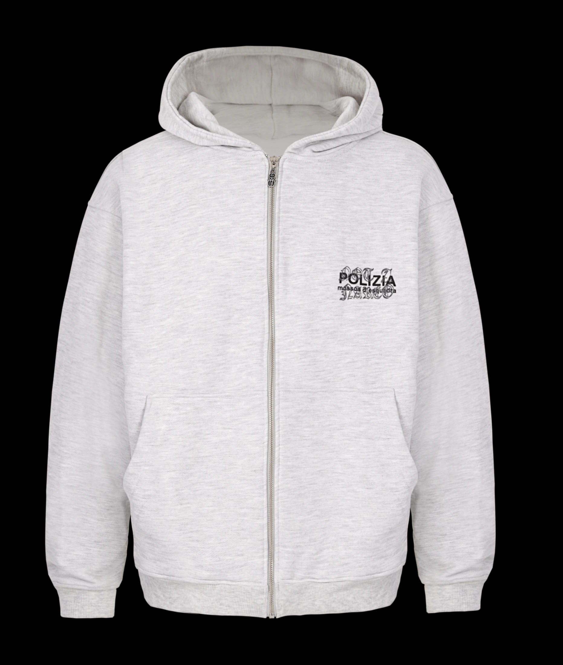 POLIZIA GRAY ZIPPER HOODIE - imagen 2