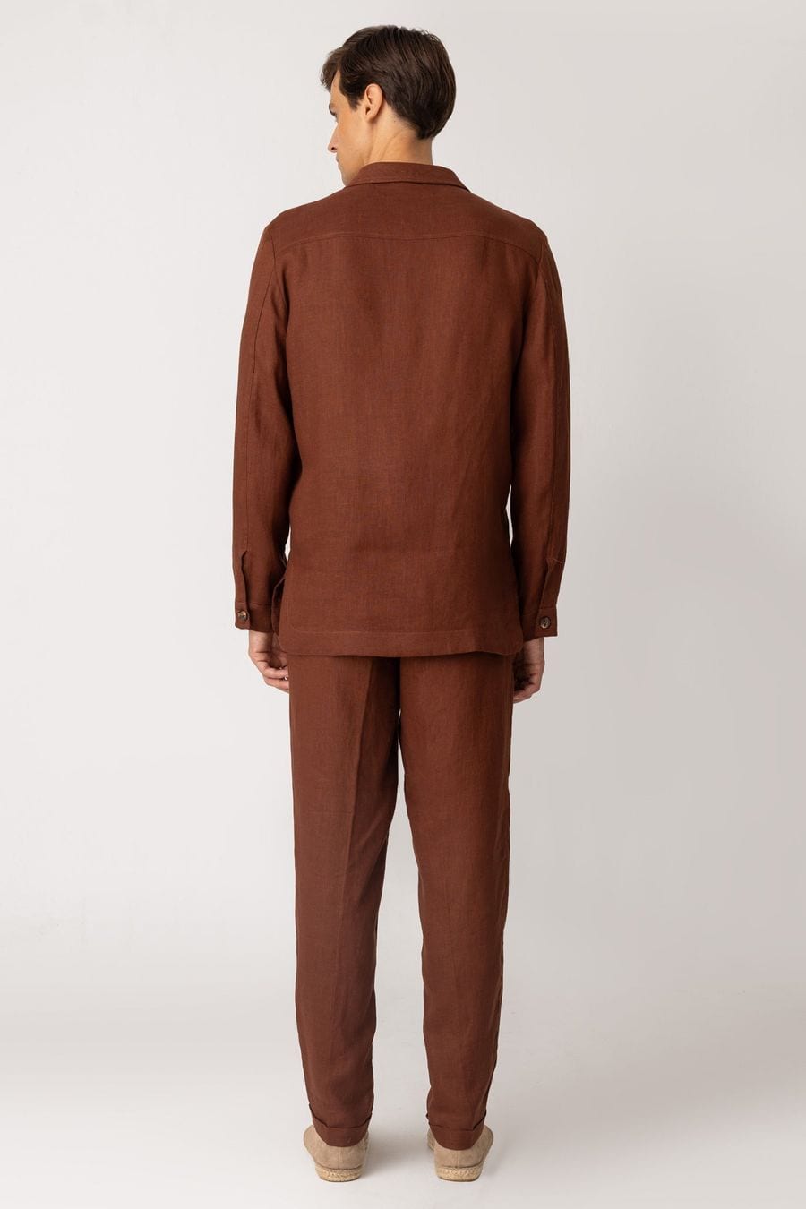 Men's linen pants brown ulisse - imagen 2