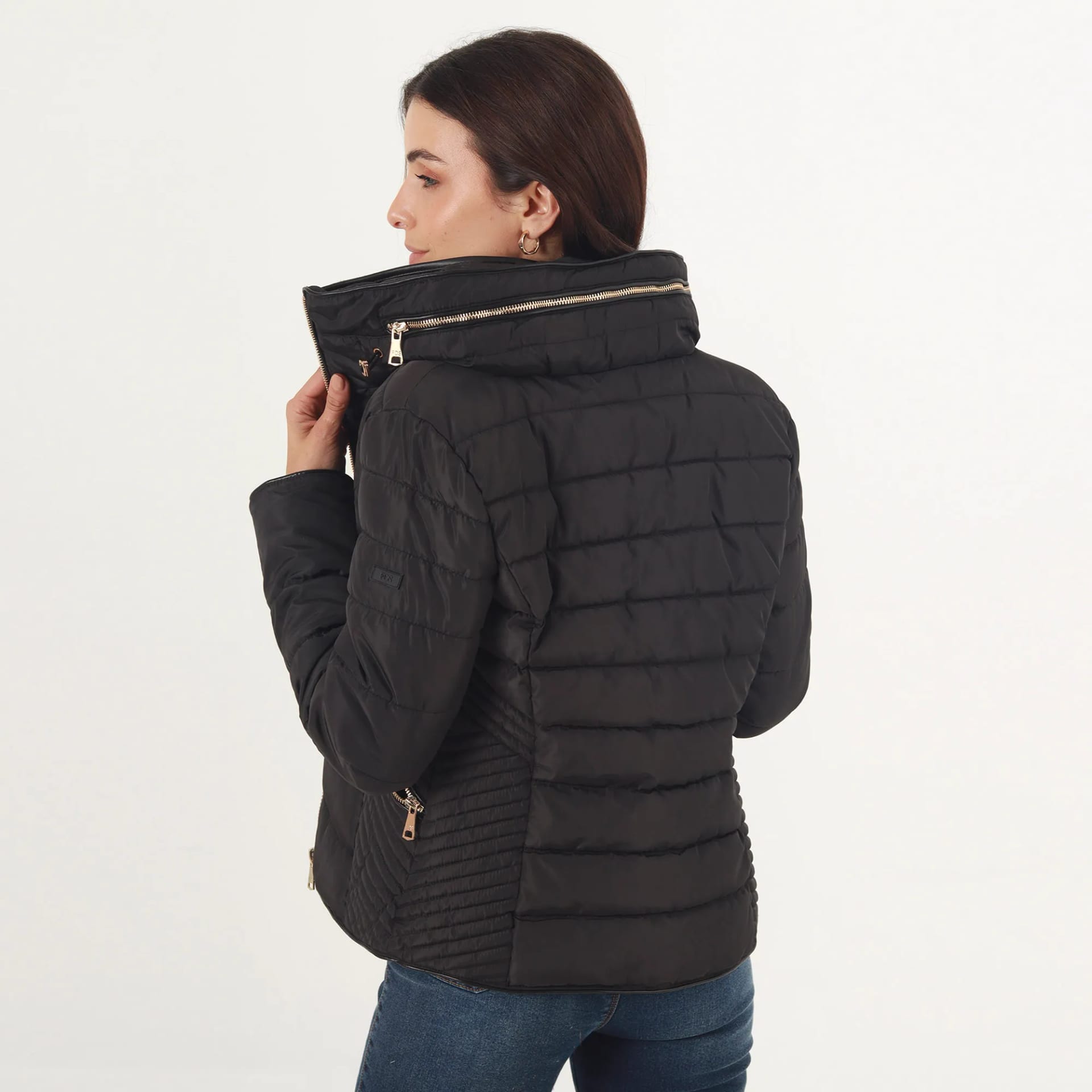 Chaqueta acolchada cuello alto con capucha interna - imagen 5