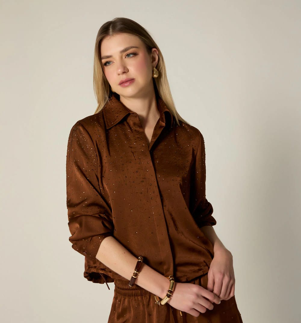 Blusa manga larga  con hot fix - imagen 3