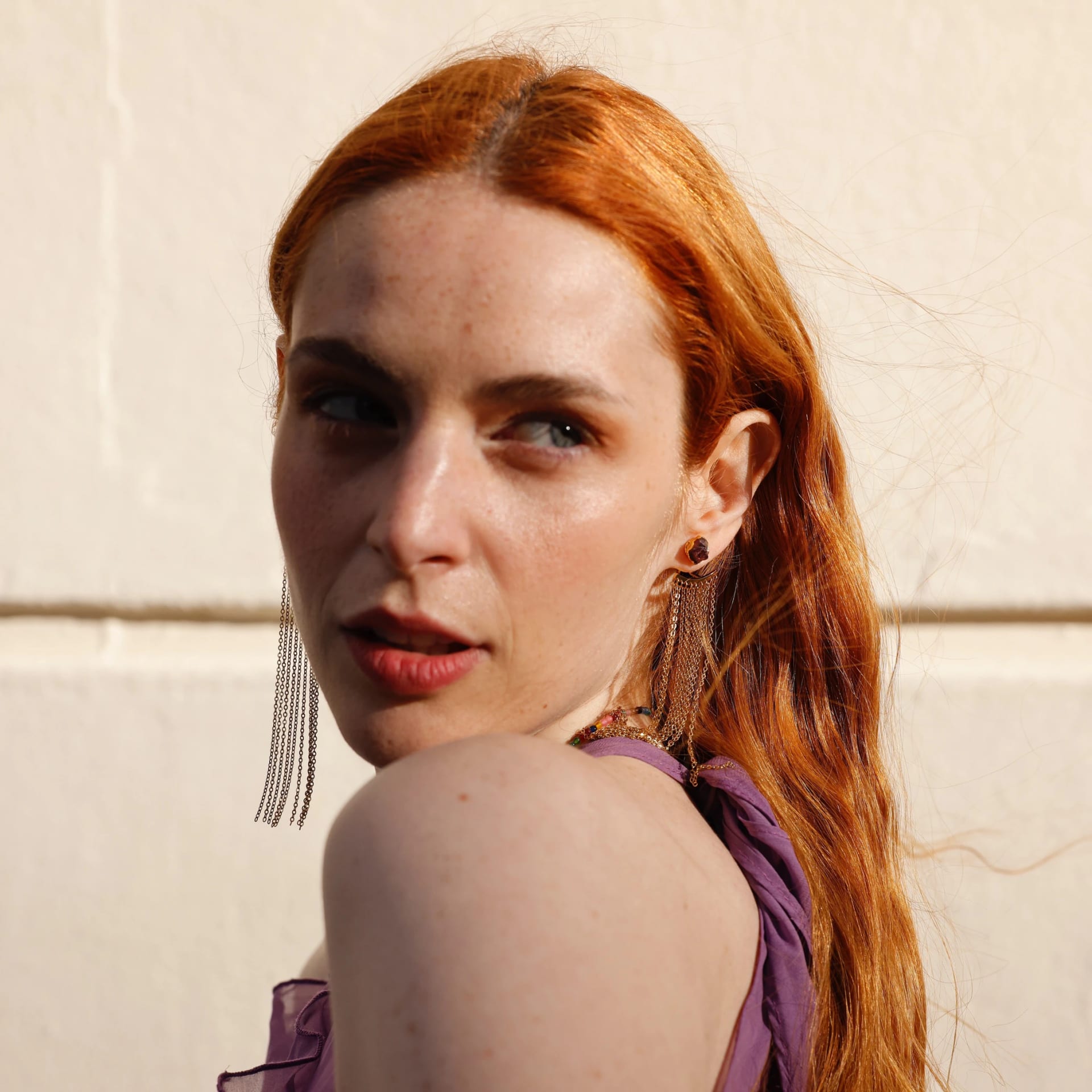 Stone Chain Earrings - imagen 2