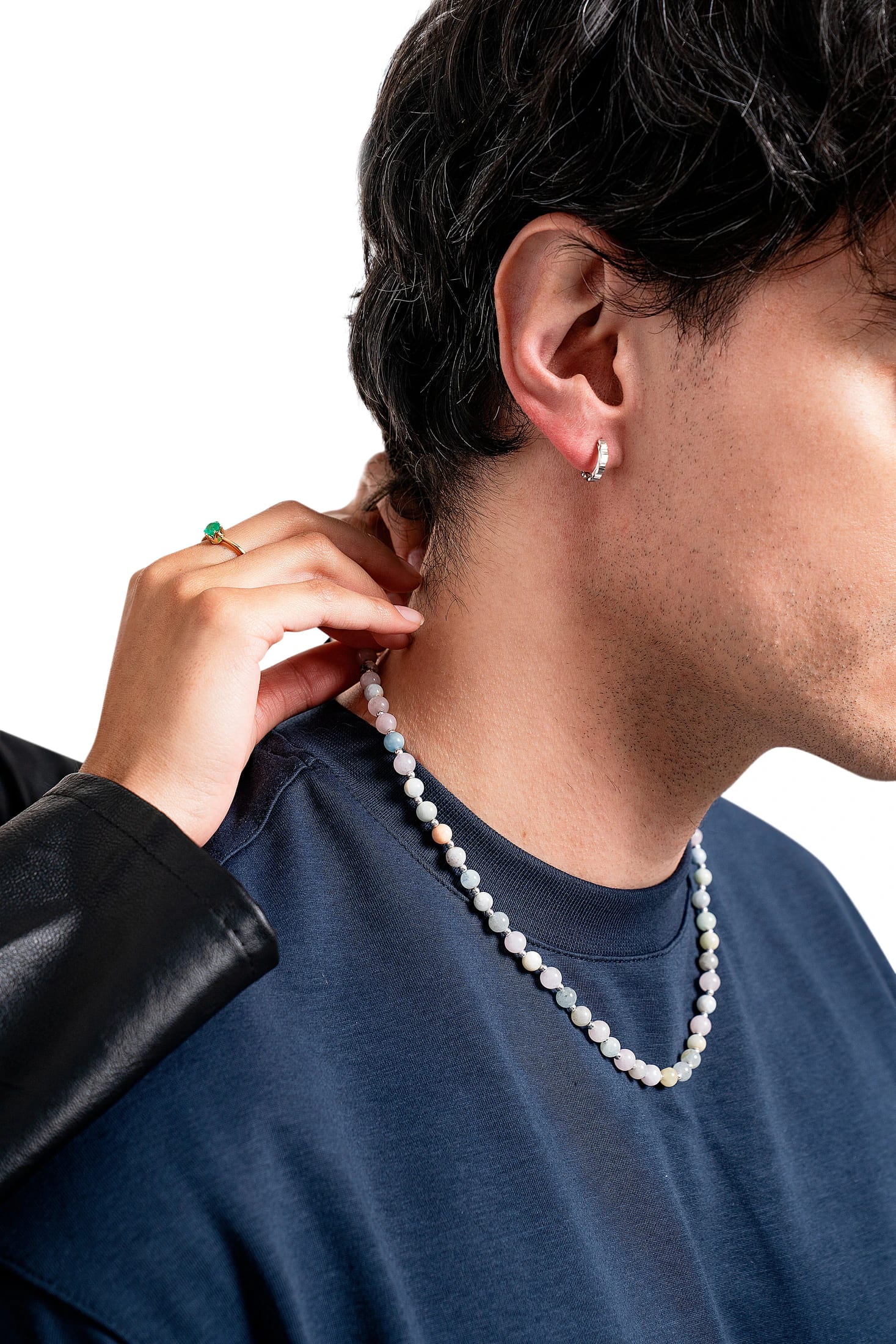 AQUA VOID NECKLACE | COLLAR DE PIEDRAS AGUA MARINA Y BALINES EN PLATA 925 - imagen 4