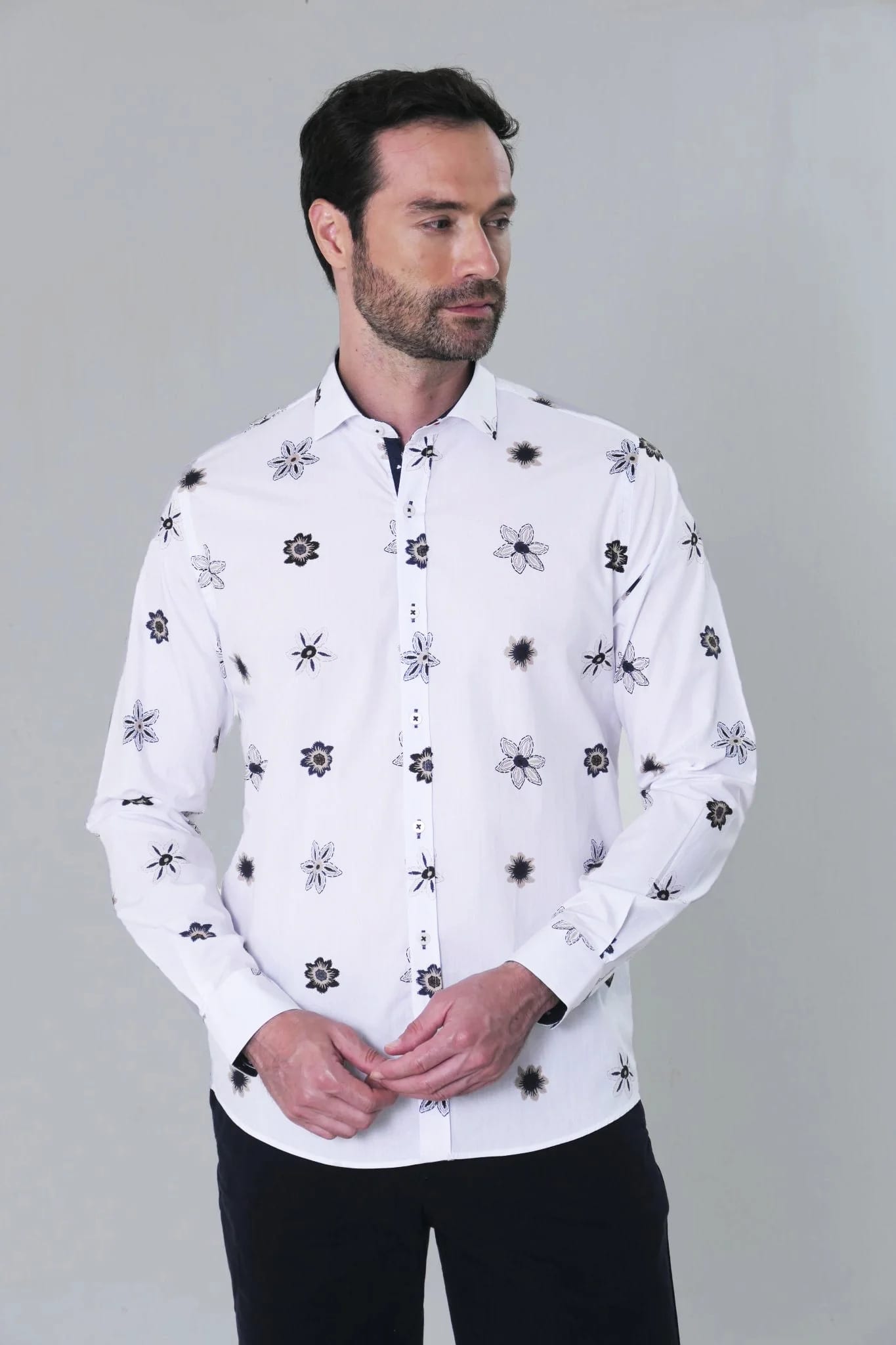 Camisa ML Privé Hombre Estampado Mini Flor - imagen 1
