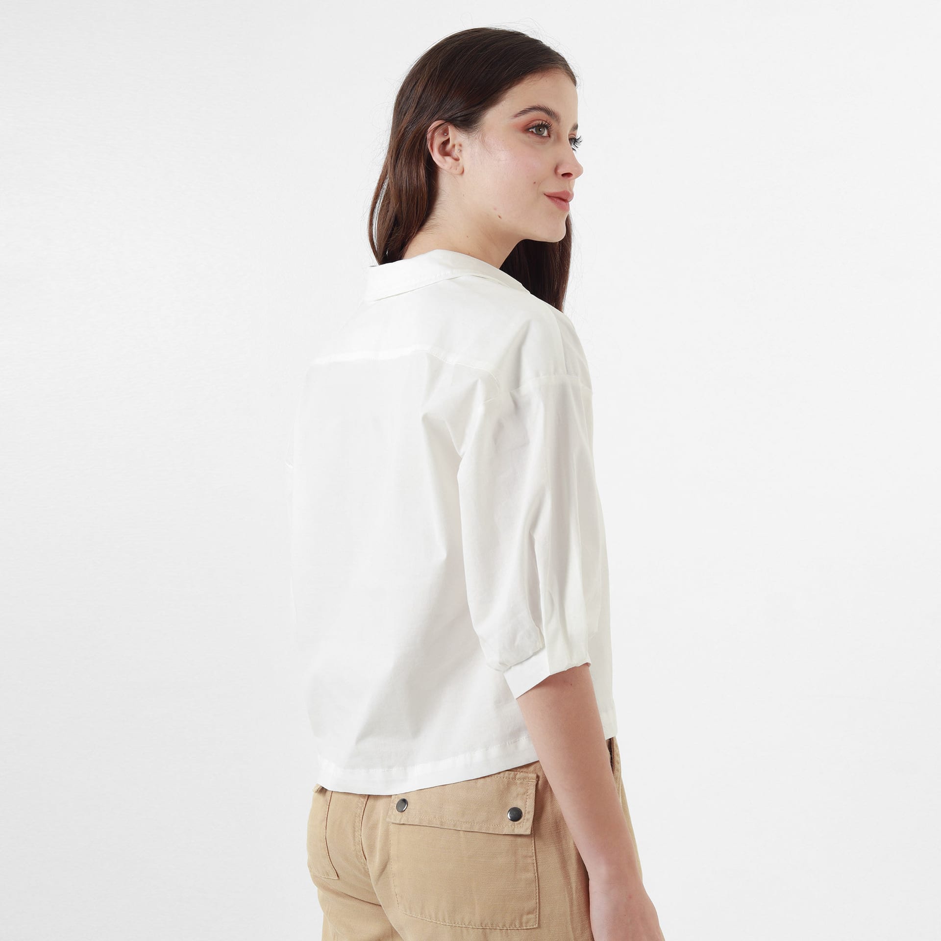 Blusa Cuello Camisero Manga Al Codo - imagen 3