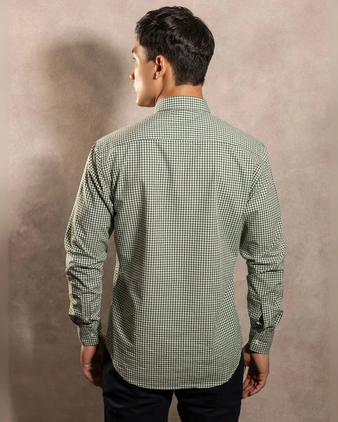 Camisa Antimanchas Popelina Cuadros Verde Oscuro Lugano - imagen 3