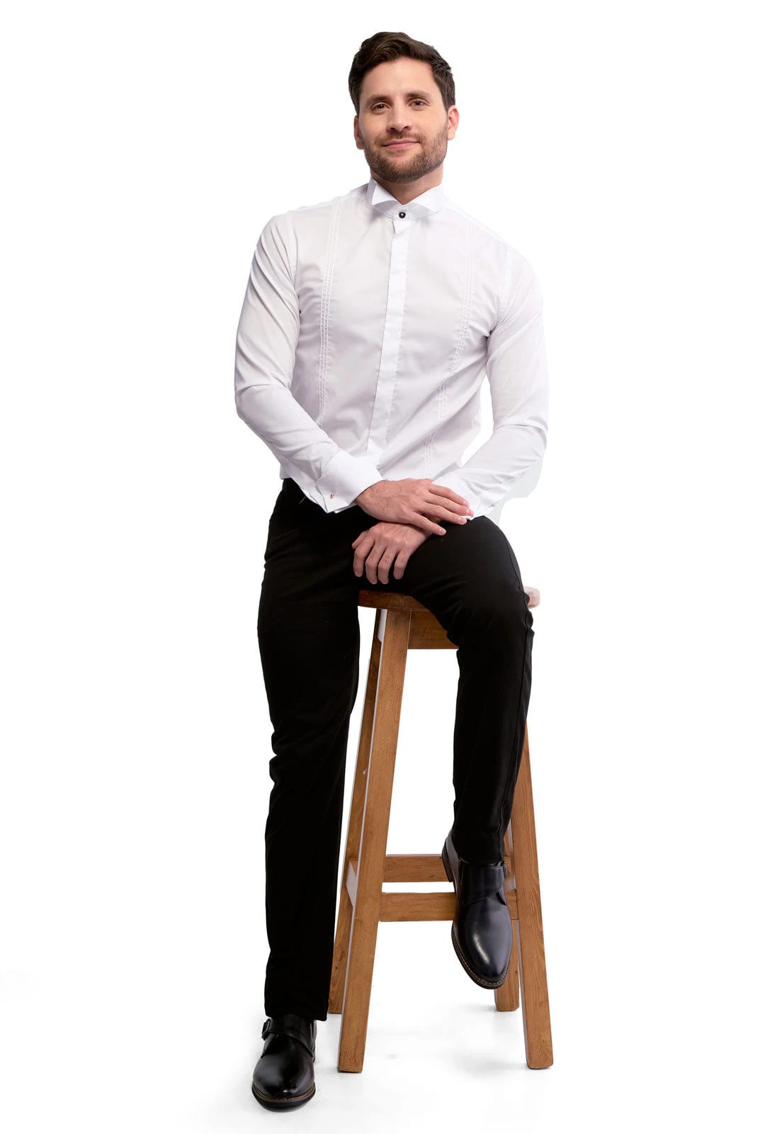 Camisa smoking cuello pajarito blanca - imagen 4