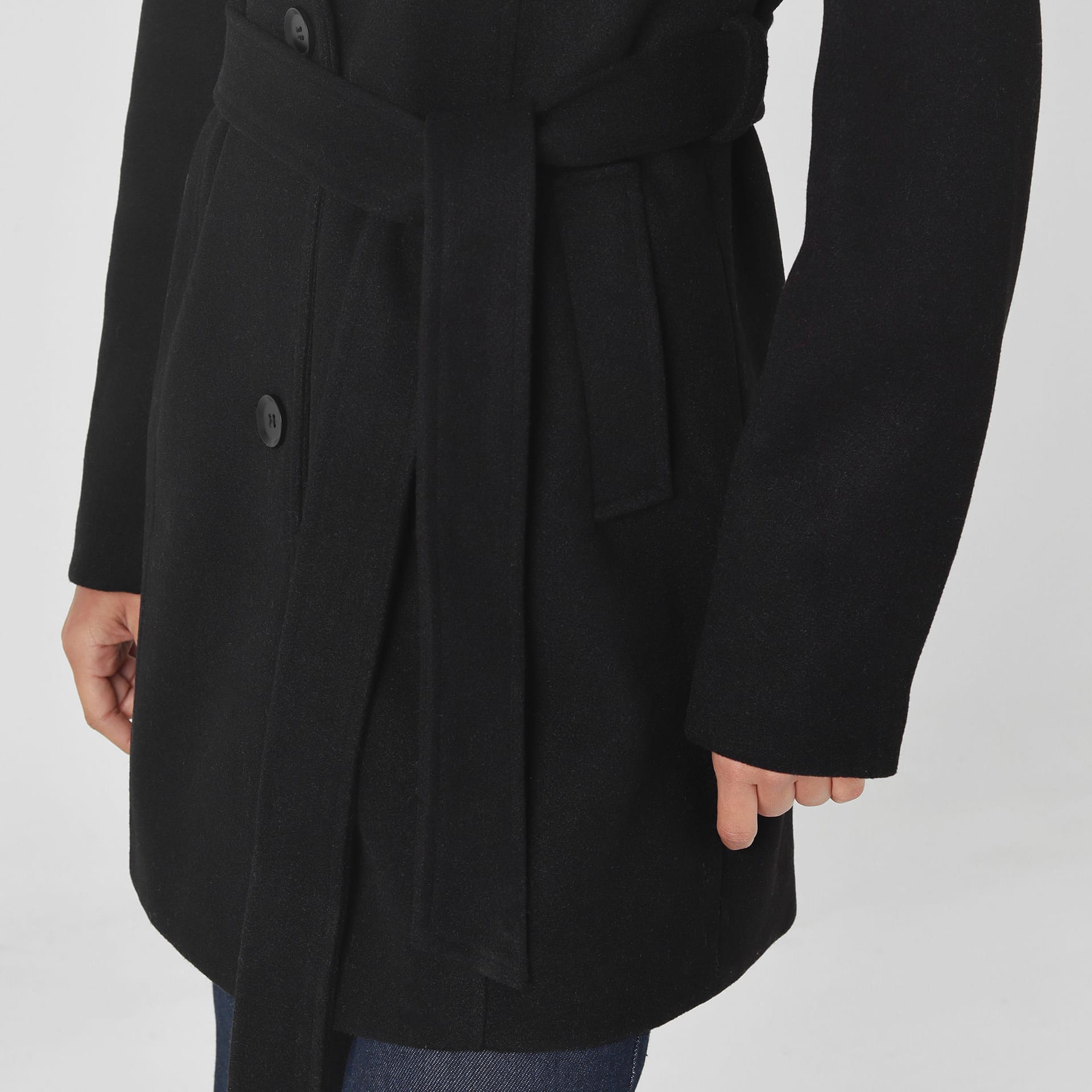 Chaqueta abrigo manga larga cuello solapa con lazo - imagen 19