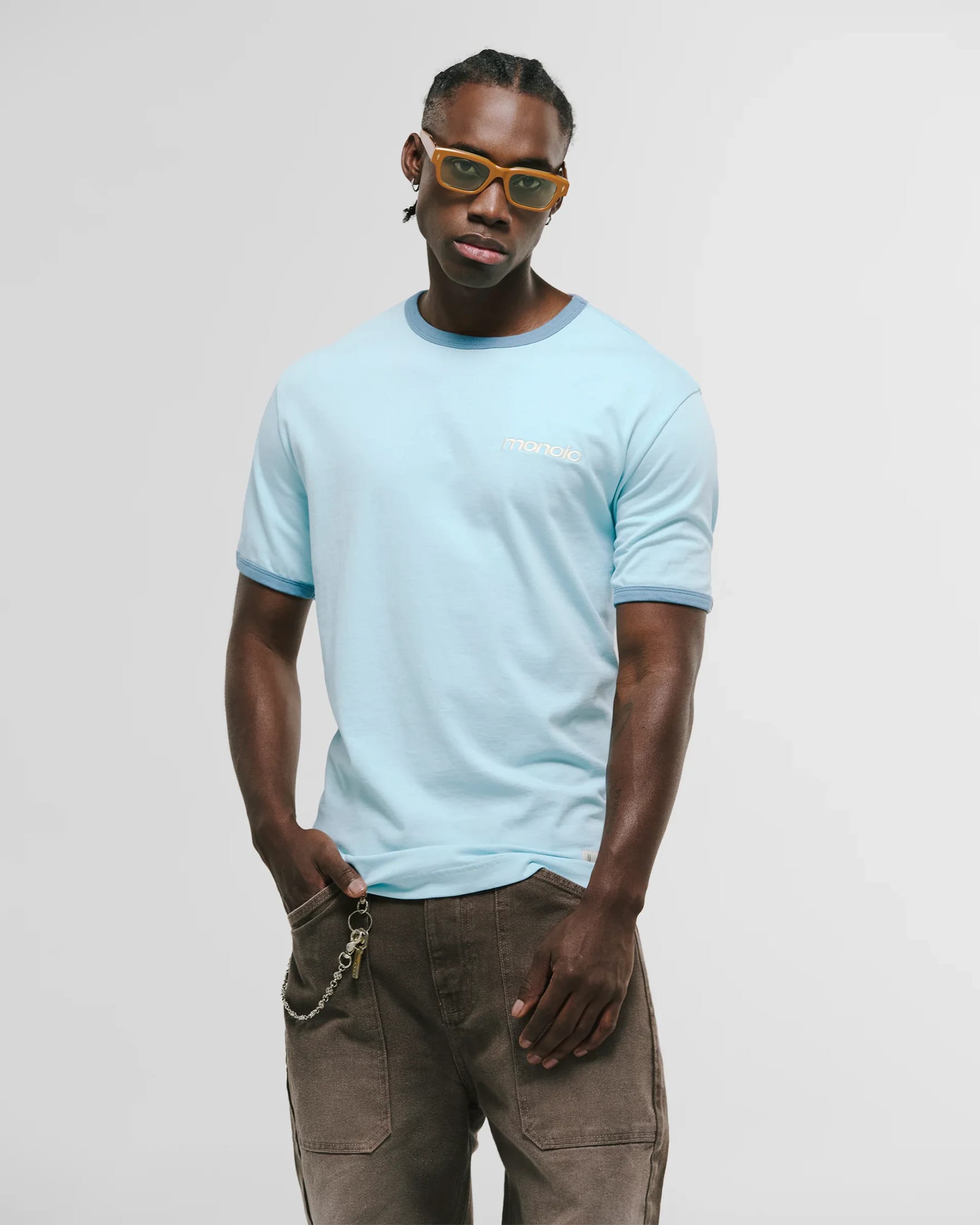 Camiseta Ringer Tee – Azul Cielo - imagen 4